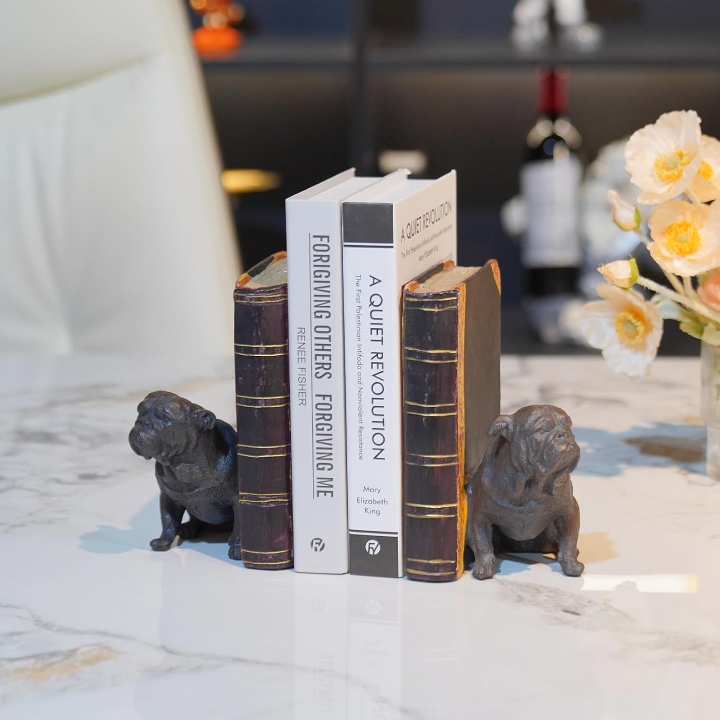 Dog Decorative Bookends Book Holder - Vintage Shelf Decor Book Ends to Hold Books Heavy Duty for Home Decor 3.5 X 4.5 X 6.25 inch Guichifun