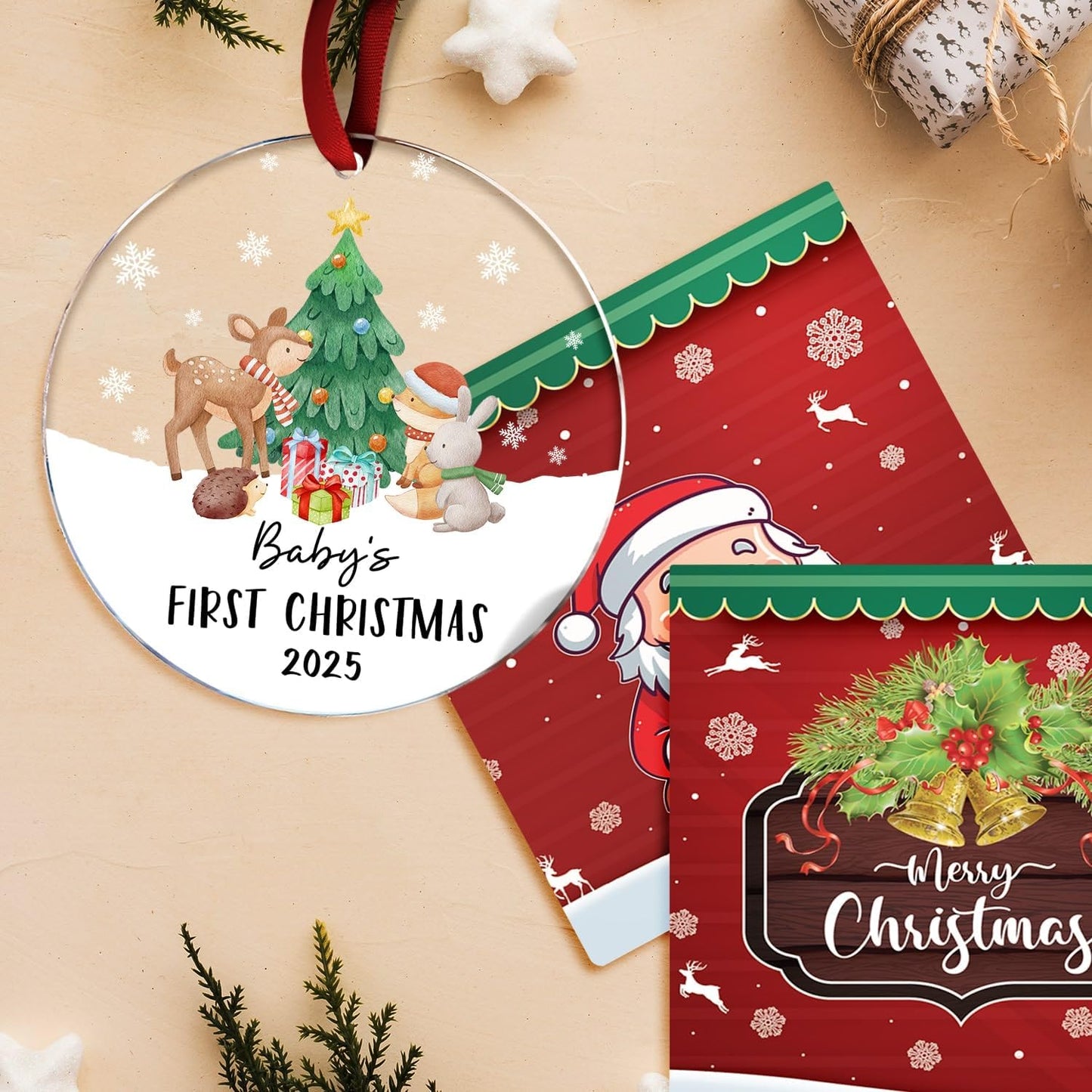 Baby's First Christmas Ornament 2025 - Acrylic Baby Ornaments for Christmas Tree - Baby's First for New Parents, Family, Baby Boy Or Baby Girl - Christmas Tree Hanging Decorations