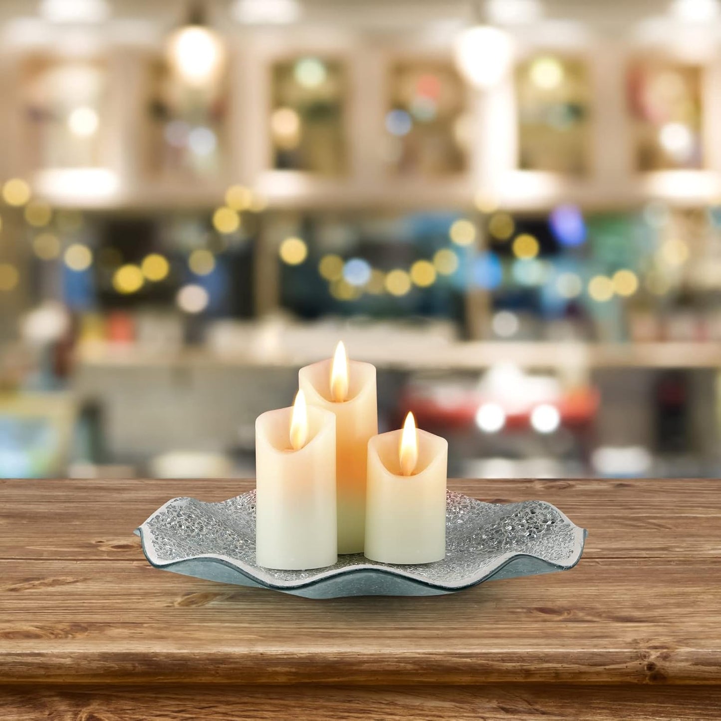 MDLUU Mosaic Centerpiece Tray, 11.6" Decorative Glass Plate, Home Decor Glass Bowl for Dining Room Table, Coffee Table, Gift (Silver)