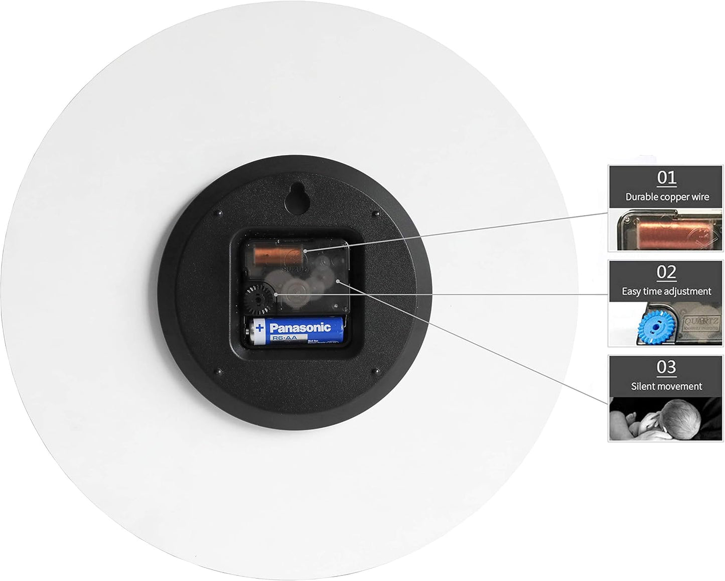 Stephanie Imports Modern Minimalist Concrete Hiding Gray Silent Wall Clock (Roman Numerals)