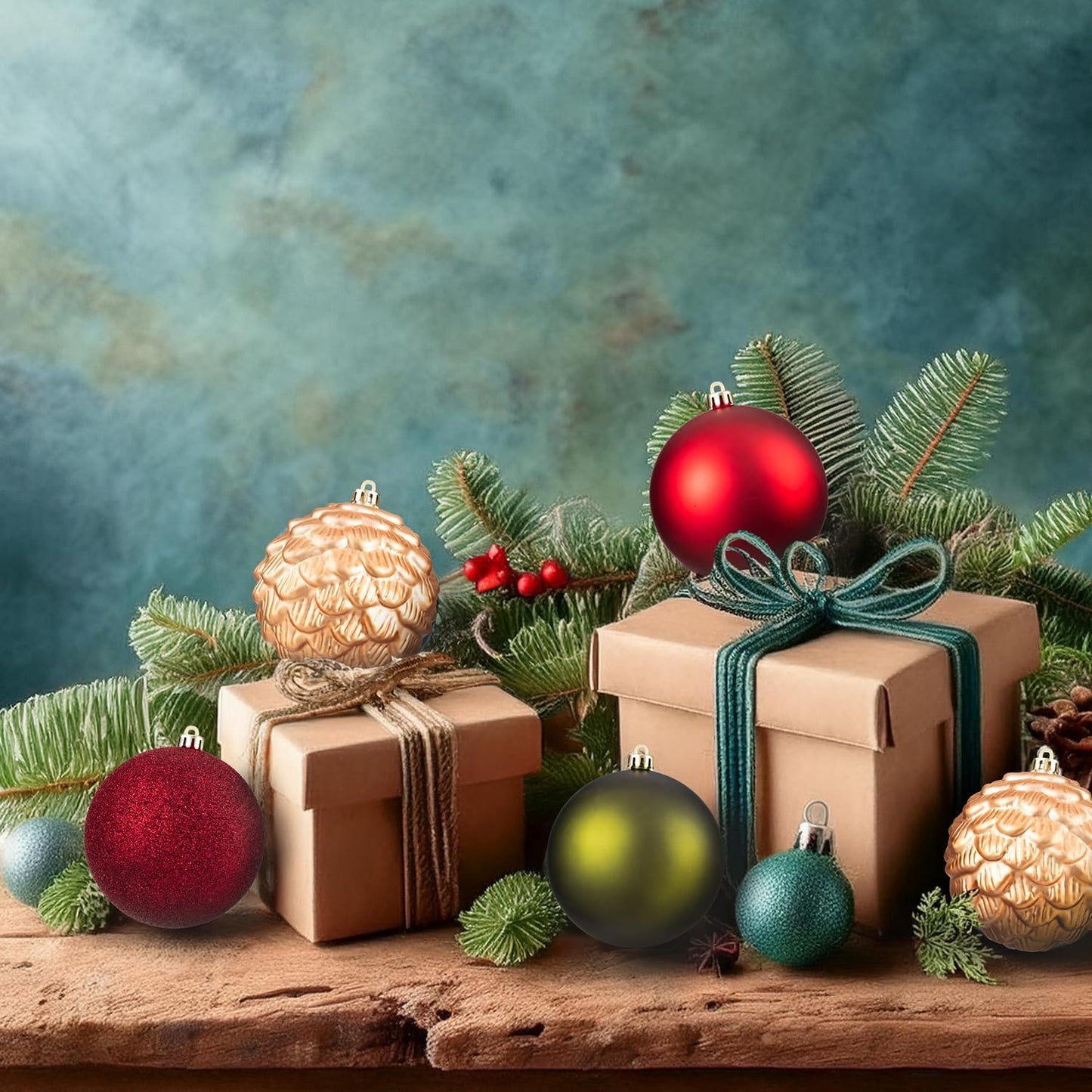 Every Day is Christmas 20ct Shatterproof Christmas Ornaments, 3.6" Plastic Christmas Balls Decoration