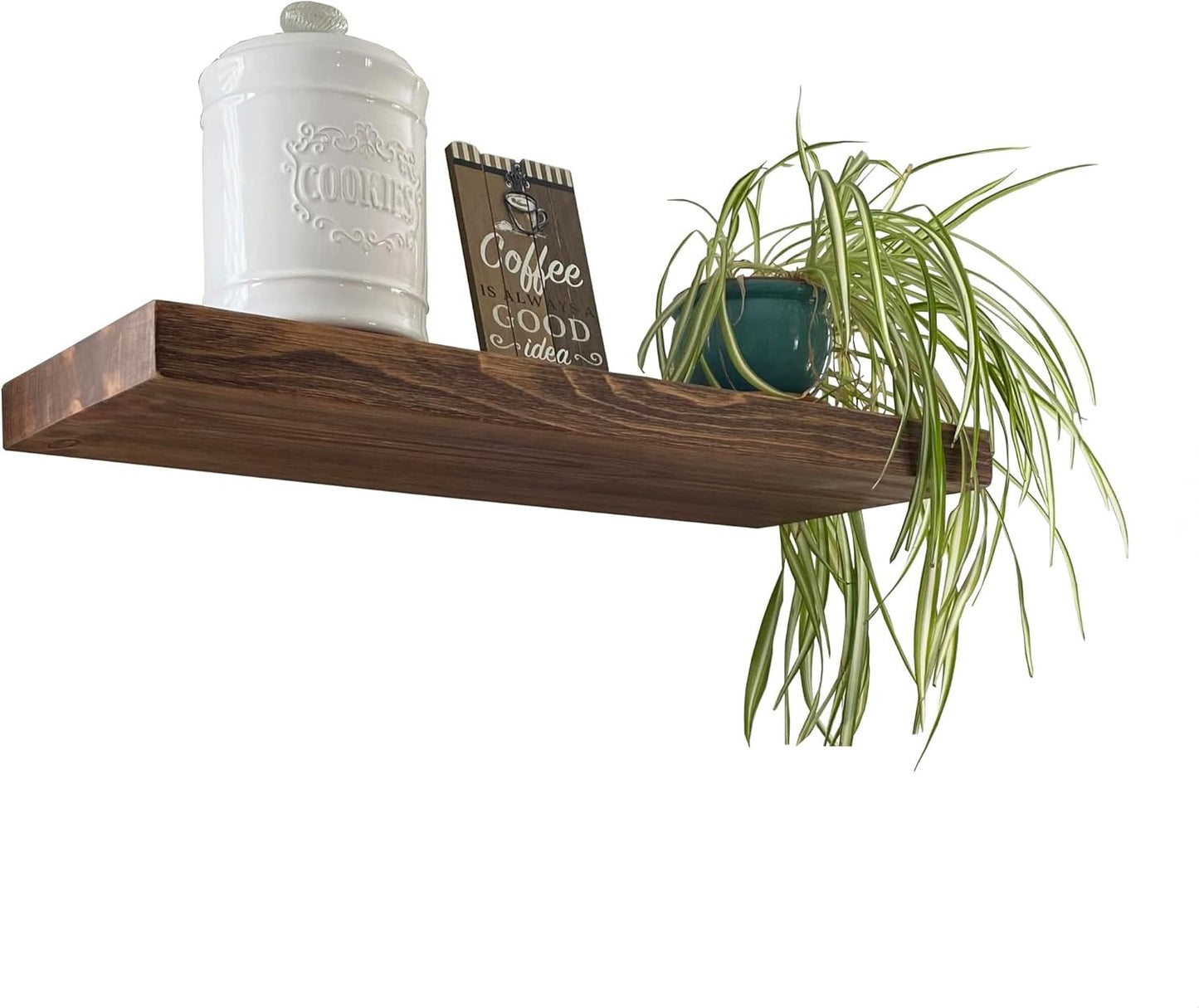 joelsantiques - 36 Inch Wooden Floating Shelves for Wall - Made of Natural Wood - 36x12x2 in - Long Heavy Duty Rustic Wall Shelves for Bedroom - Perfect for Living Room, Kitchen - Medium Brown