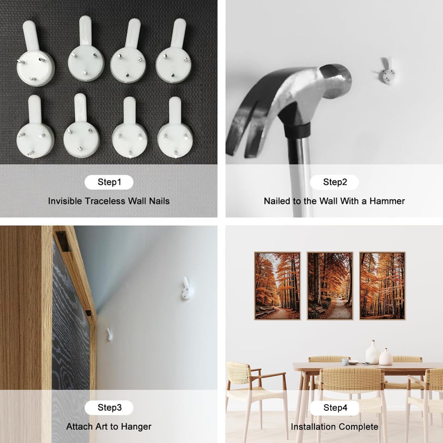 HLNIUC Autumn Forest Framed Canvas Wall Art,Fall Nature Pictures Wall Decor Set of 3(16”x24”) Large Maple Trees Trail Scenery Wall Painting,Modern Fall Landscape Art Print for Living Room,Bedroom