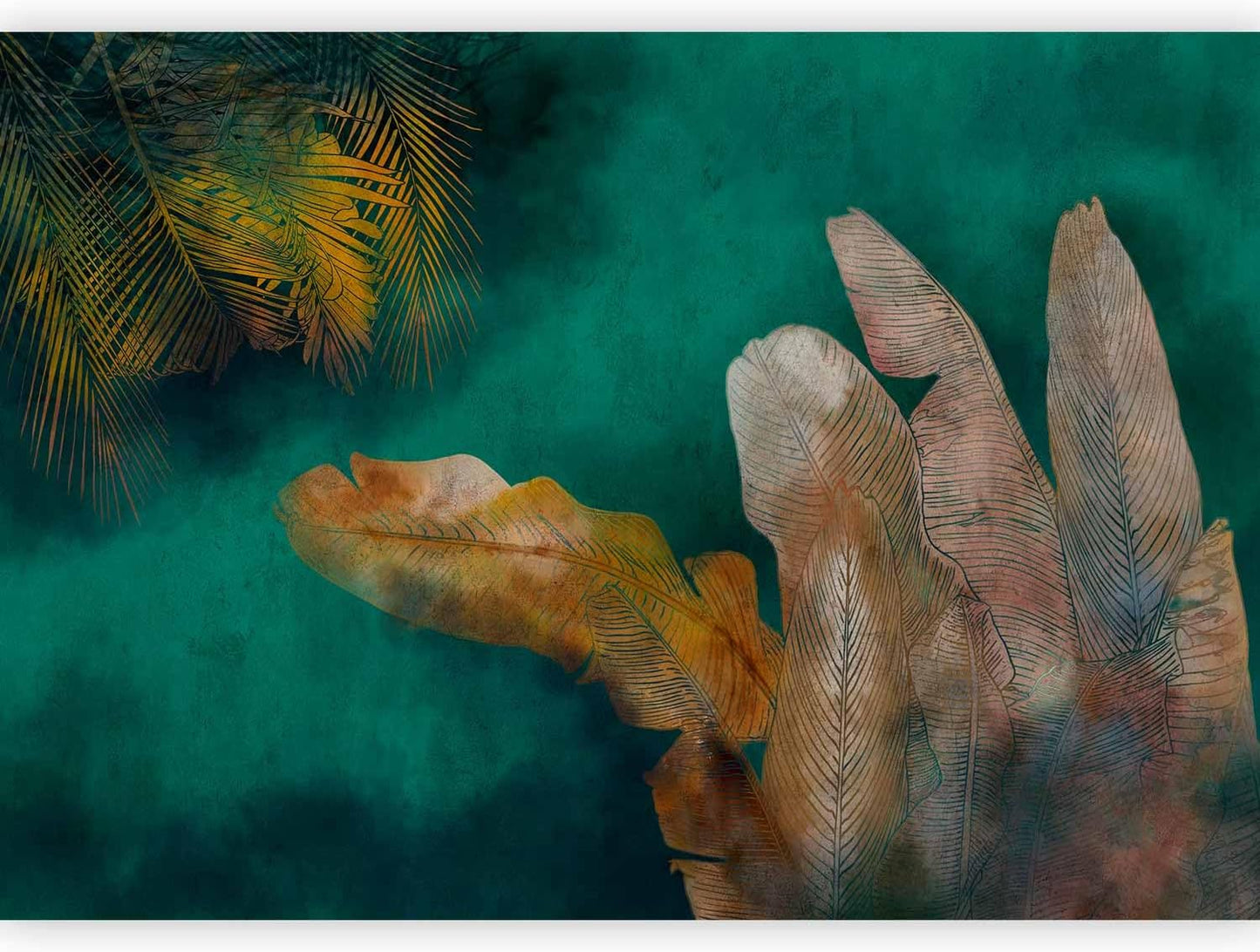 artgeist Premium Wall Mural Jungle 98x69 in - XXL Non-Woven Wallpaper Fleece Wall Decor Photo Print Picture Image Design Leaves Green Yellow Nature b-A-0825-a-a