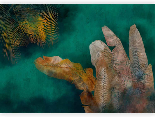 artgeist Wall Mural Jungle 135x101 in - XXL Peel and Stick Self-Adhesive Wallpaper Removable Large Sticker Foil Wall Decor Print Picture Image Design Leaves Green Yellow Nature b-A-0825-a-a