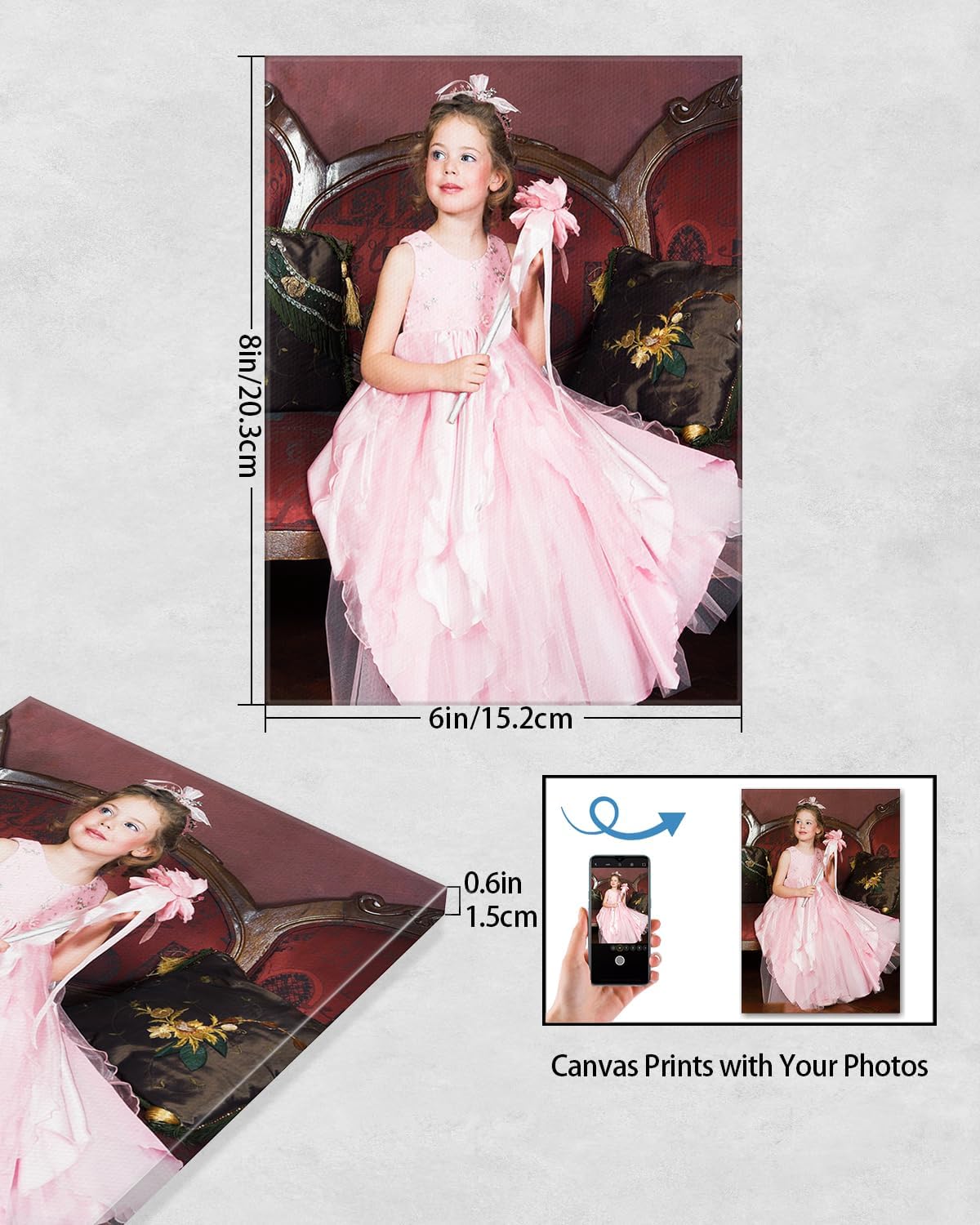 AbcCustomize Canvas Prints with Your Photos, Personalized Photo To Canvas Print for Bedroom, Living Room, Farmhouse Office Decor,Custom Canvas Wall Art for Gifts & Keepsakes, Ready to Hang