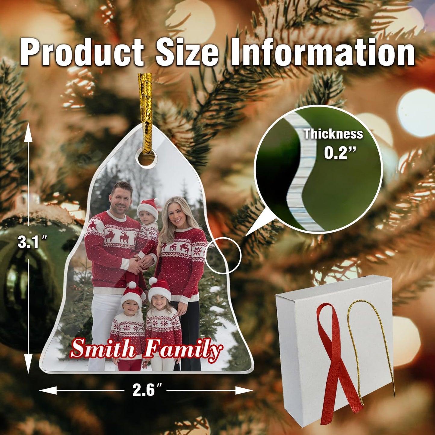 Personalized Crystal Hanging Ornaments, Christmas Tree Family Photo Decor, Custom Ornaments for Mom/Dad, Decorative Hanging Glass Pendant, Design Family Picture, Gifts for Christmas