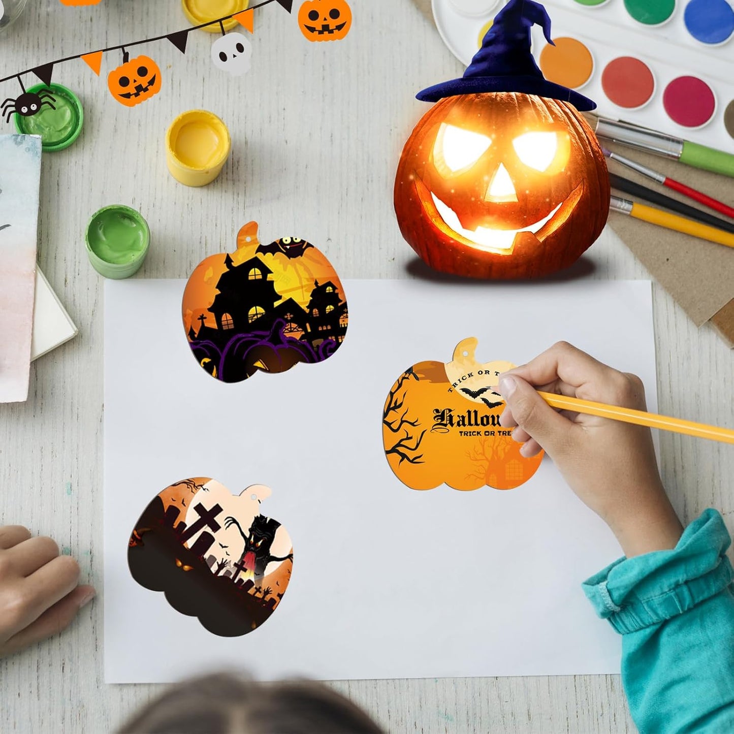 90 Pcs Thanksgiving Pumpkin Wooden Cutouts Unfinished Wood Crafts Pumpkin Wooden Pumpkins Ornaments to Paint Decorations DIY Blank Fall Pumpkin Shapes Discs Halloween 3.9x3.5 Inch