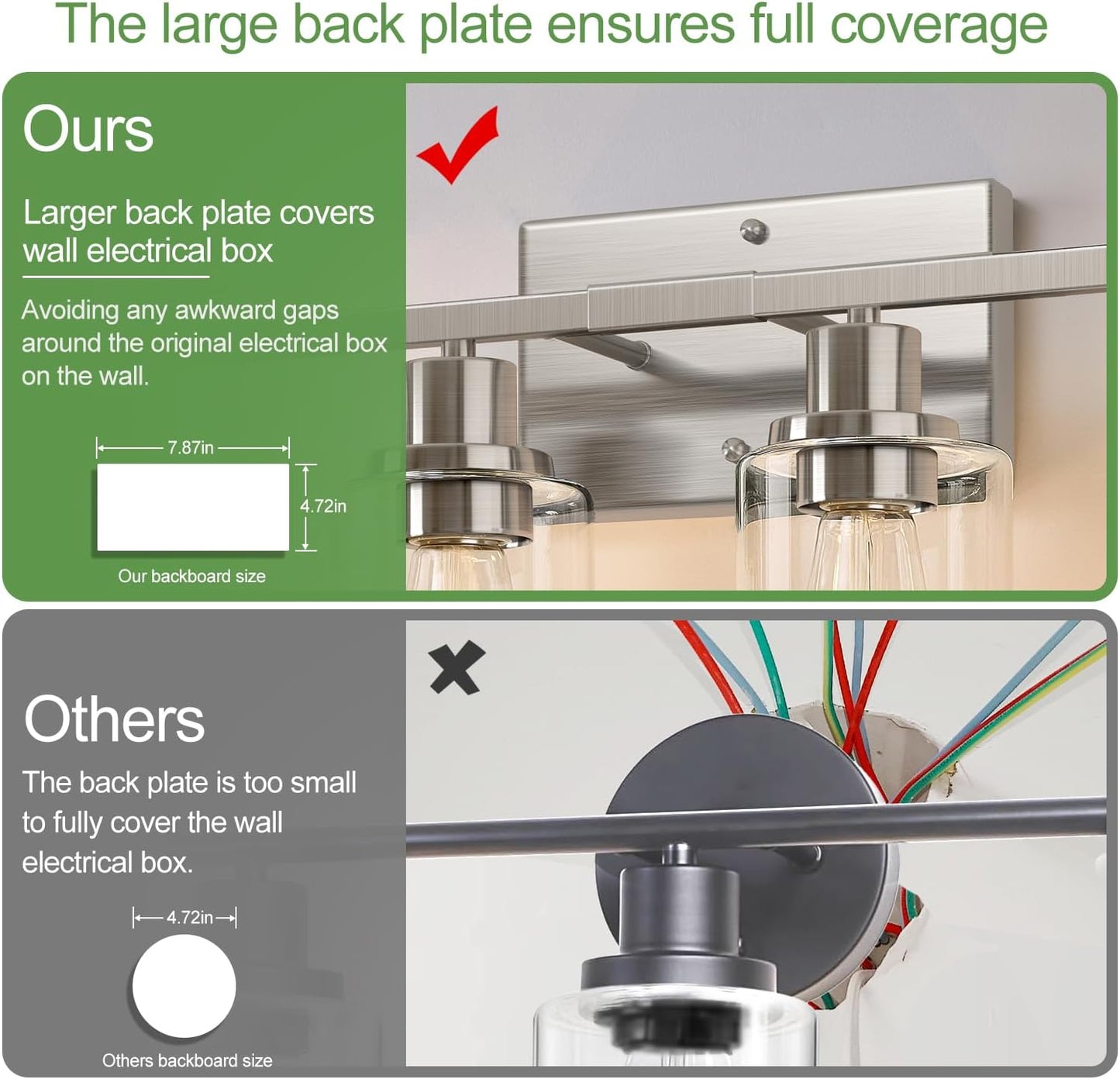 4-Light Bathroom Light Fixtures, Brushed Nickel Vanity Lights with Clear Glass Shades, Modern Bathroom Wall Lamp for Mirror Living Room Cabinet Bedroom Porch