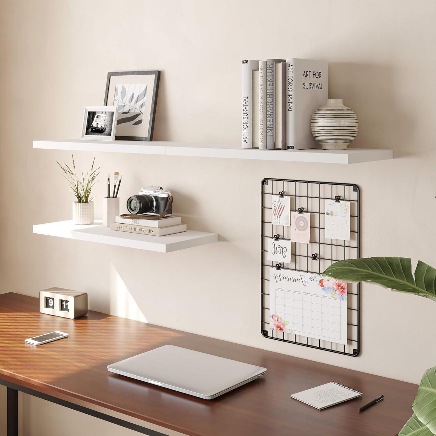 Wall Shelf Set of 2, White Floating Shelves 36 in W x 10 in D x 1 in H, Wooden Floating Wall Shelf with Invisible Brackets for Living Room/Bedroom/Bathroom/Kitchen Storage and Decor