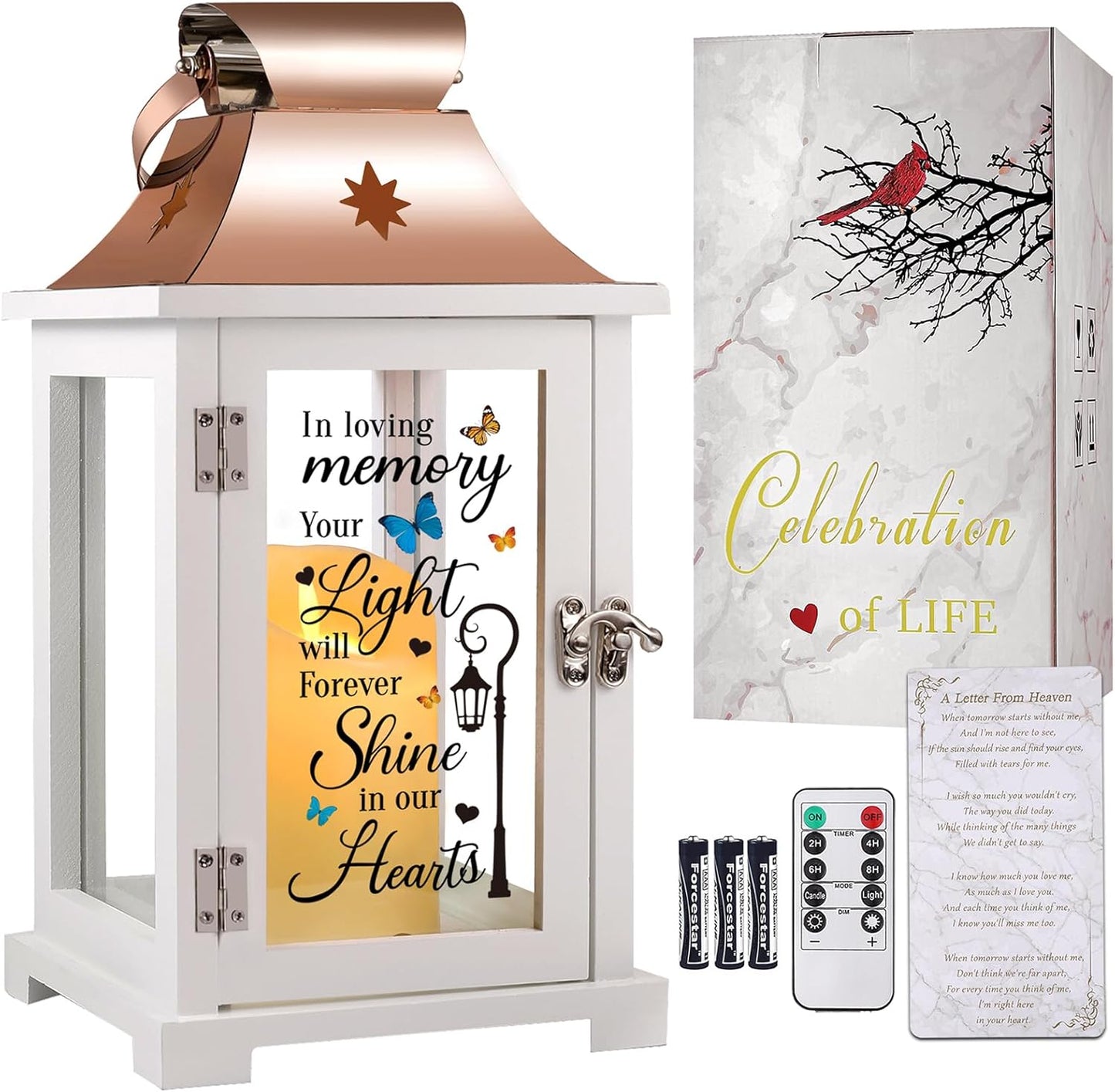 Memorial Lantern, Sympathy Gifts for Loss of Mom/Dad/Loved One, Bereavement Gifts, in Memory of Loved One Lantern,Celebration of Life, Memorial Gifts, Funeral Lantern, in Loving Memory Your Light ...