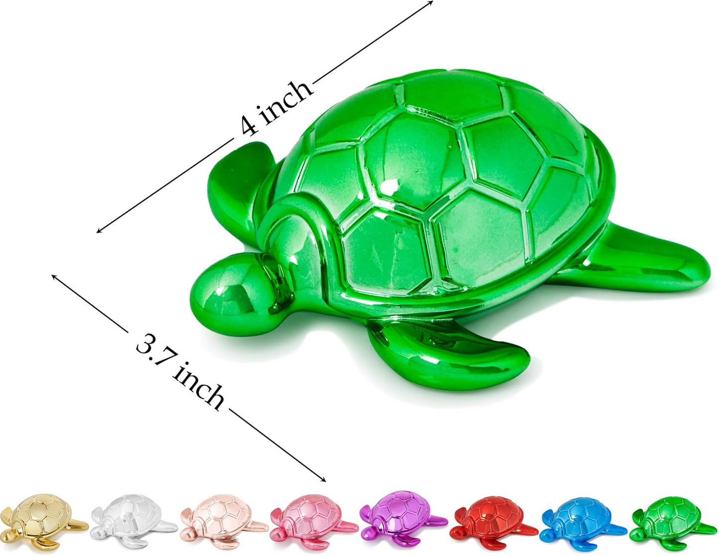 Small Sea Turtle Statue 4 inch Shiny Green Accent Knick Knacks Paperweight for Bathroom Home Office Shelf Desk Table Decor, Cute Sea Turtle Gifts for Women