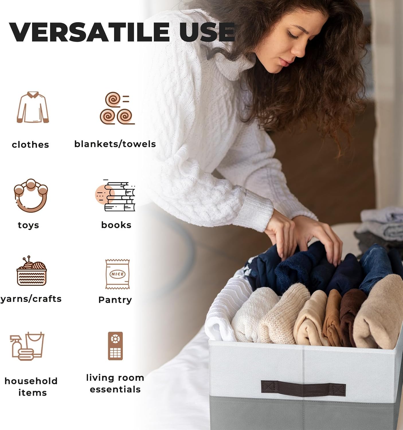 Criusia 8 Pack Closet Organizers and Storage Bins - Extra Large Storage Baskets for Organizing - Clothes Storage Bins for Shelves -Foldable Organizer Bins Totes for Toy Blanket, Dorm Room Essentials