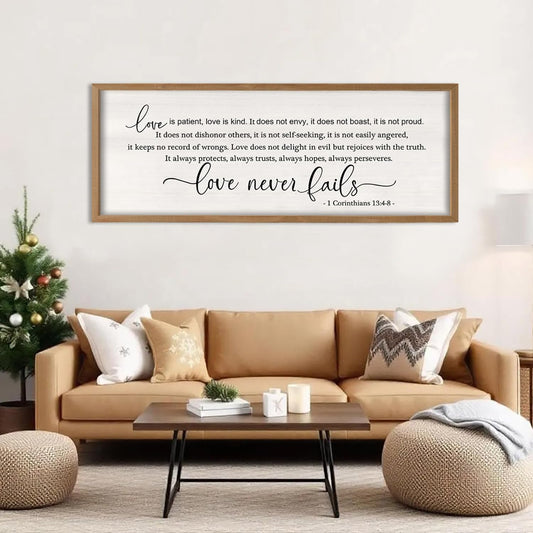 Love Is Patient Love Is Kind Wall Decor Art 32×12 Inch (Wood)