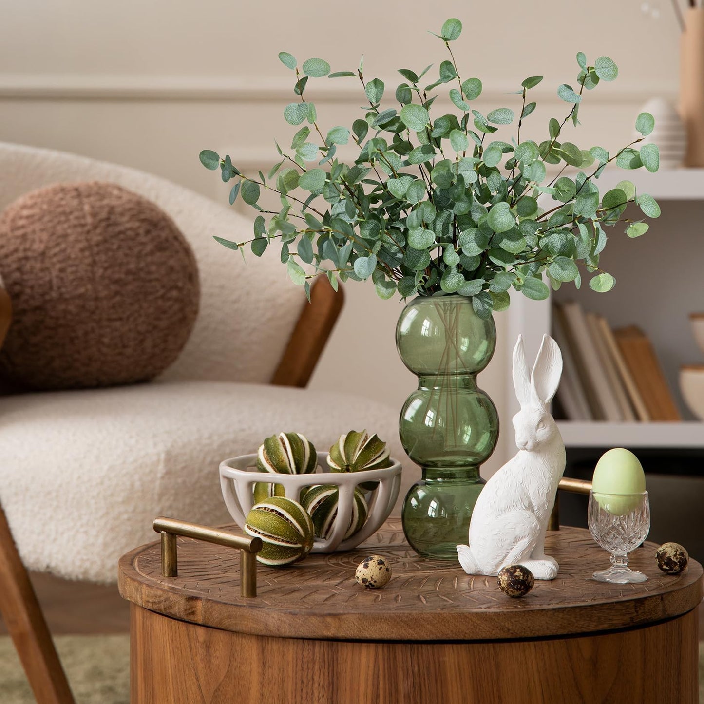 6Pcs Faux Eucalyptus Stems, 27" Artificial Eucalyptus Plants with White Frosted Coating, Fake Eucalyptus Decor Silk Greenery Leaves for Wedding Bouquets Home Decor DIY Floral Arrangements