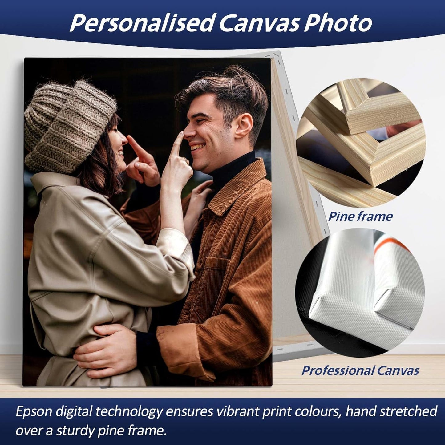 AIRUIXIO Custom Canvas Prints with Frame | Personalized Photo Canvas for Christmas Gifts | Ideal Family & Pet Wall Art Decor | Custom Canvas Wall Art 20x16Inch