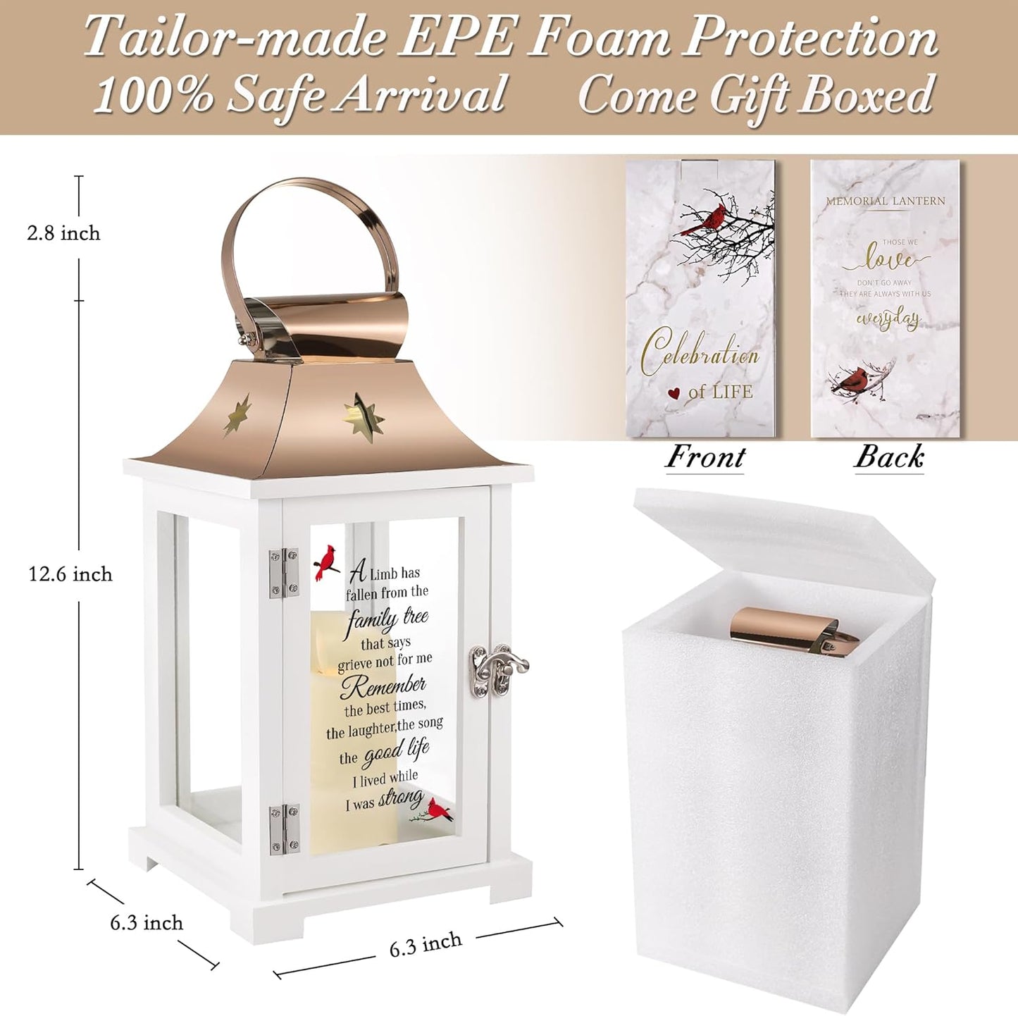 Memorial Lantern, Sympathy Gifts for Loss of Mom/Dad/Loved One, Bereavement Gifts, in Memory of Loved One Lantern,Celebration of Life, Memorial Gifts, Funeral Lantern,A Limb has Fallen from The ...