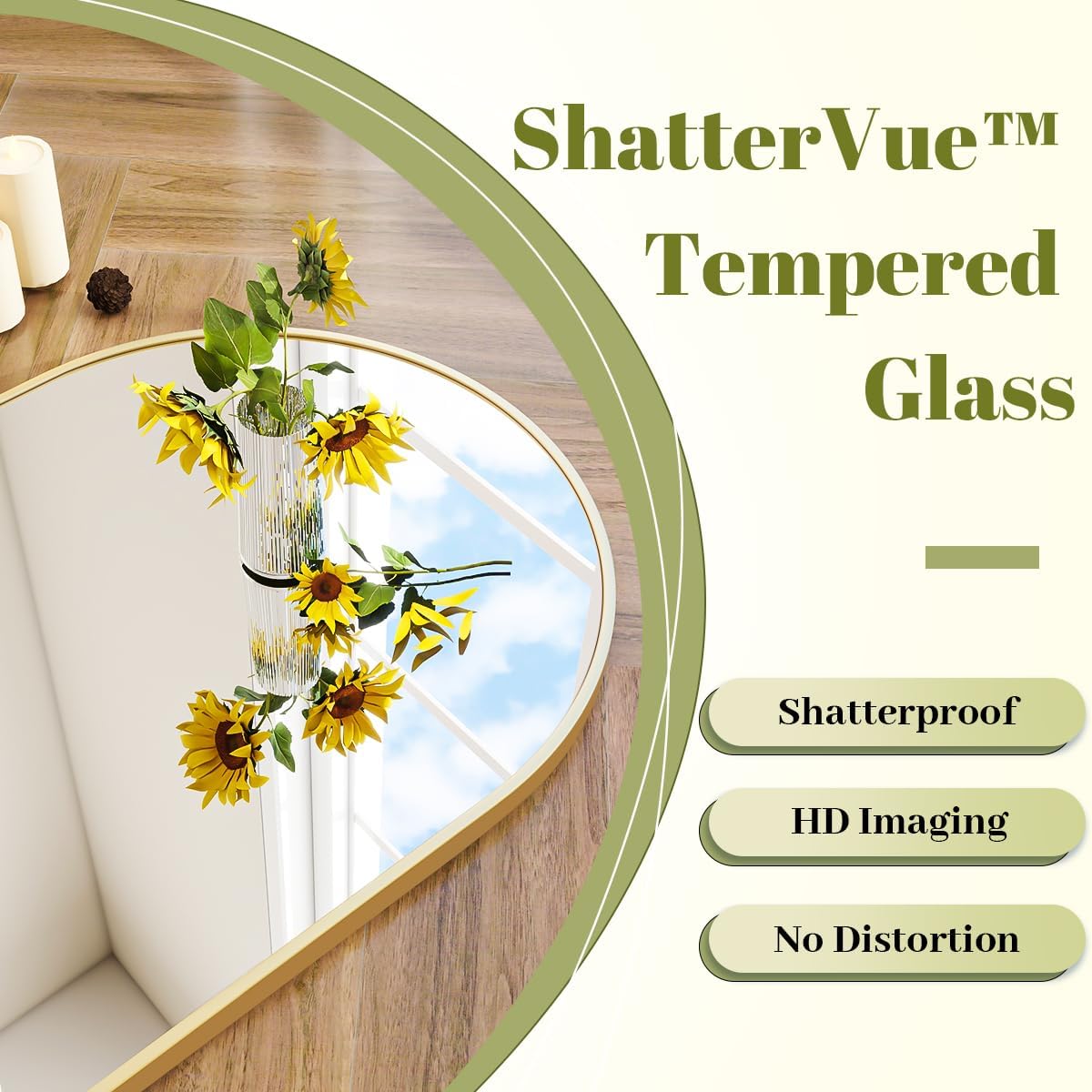 BEAUTYPEAK Wall Mounted Mirror, 26 inch x38 inch Arch Bathroom Mirror, Gold Vanity Wall Mirror w/ Metal Frame for Bedroom, Entryway, Living Room