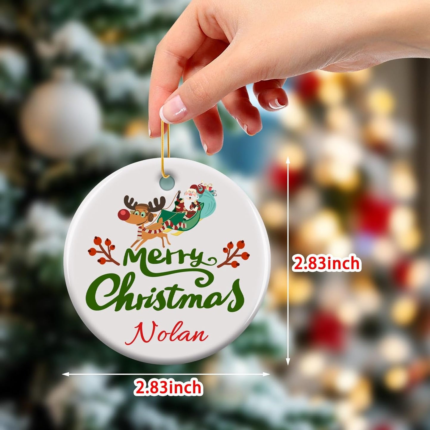 Personalized Christmas Ornaments 2025 - Custom Double-Sided Photo Ceramic Xmas Tree Hanging Decor, Unique for Family Friends (A02-Ceramic Style)