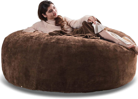 6FT,Oversized Bean Bag Chairs for Adults,Giant beanbag with Filler Included，Fluffy Memory Foam,Soft and Comfy Corduroy Fabric,Gaming Chairs Suitable for Living Room and Bedroom (Coffee Color, 6 Foot)