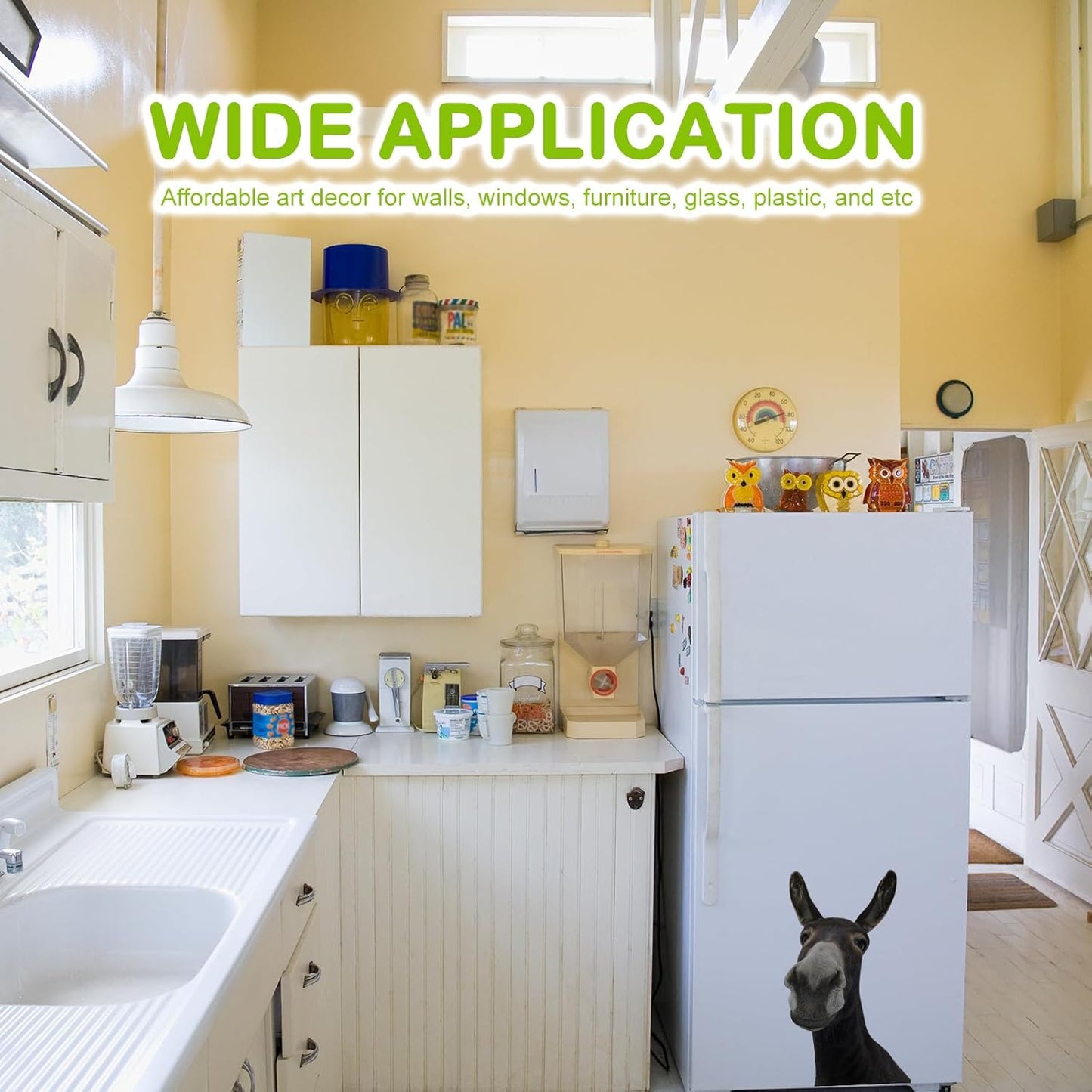 Funny Donkey Wall Decals - Peel and Stick Cute Window Stickers, Removable Vinyl Farmhouse Decor, Weird Gifts for Friends