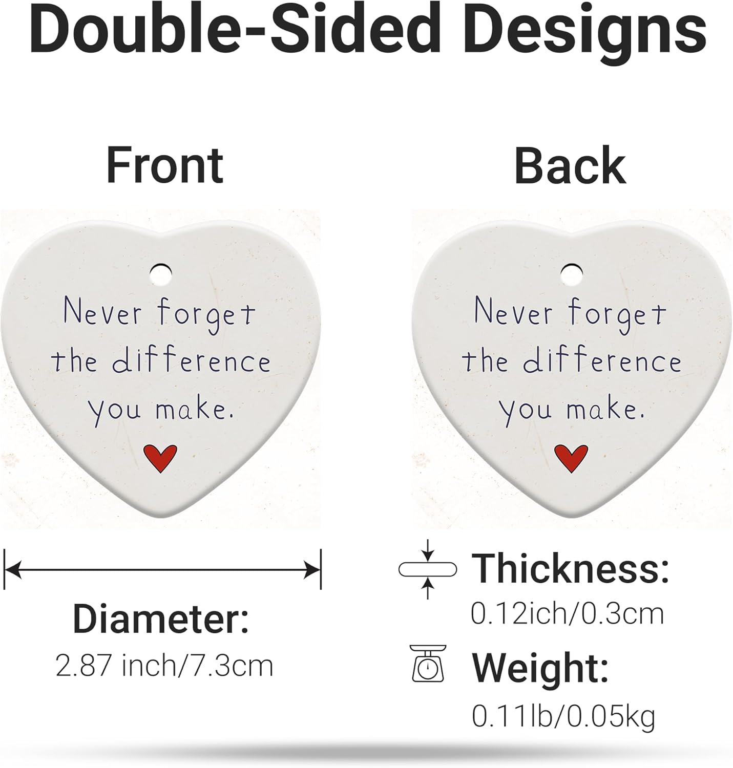 Thank You Gifts for Women, Nurse, Coworkers, Teacher, Retirement Farewell Going Away, Never Forget The Difference You Make Ornament, Christmas Ornaments 2025