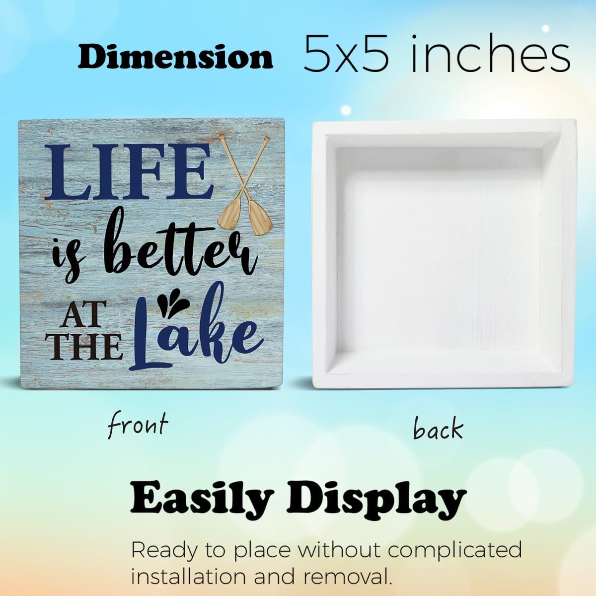 Lake House Decor Summer Lake Decorations Lake Life Wooden Sign Rustic Home Decor 5 x 5 Inches