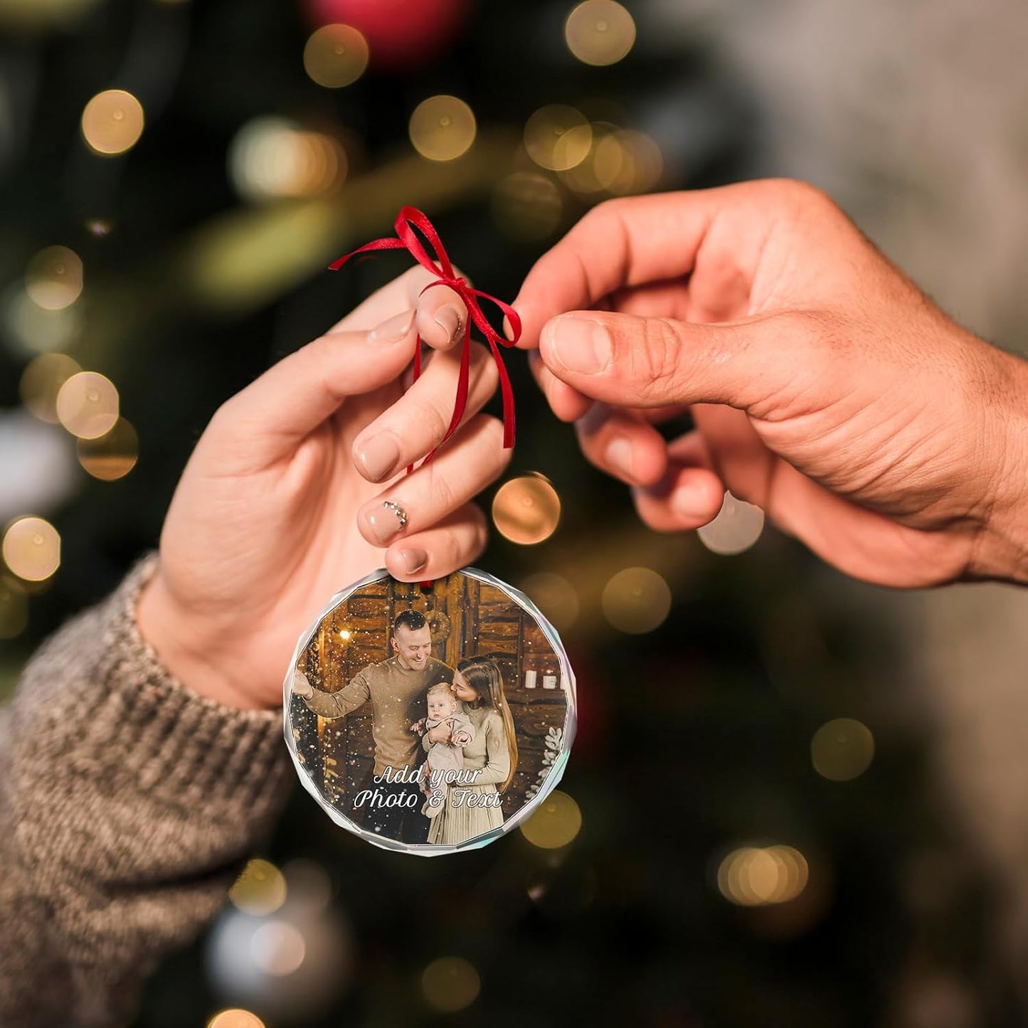Personalized Christmas Ornament with Photo - Custom Picture Ornaments for Christmas 2025, Customized Memorial Hanging Ornament Xmas Tree Decor, for Family, Friends, Lovers