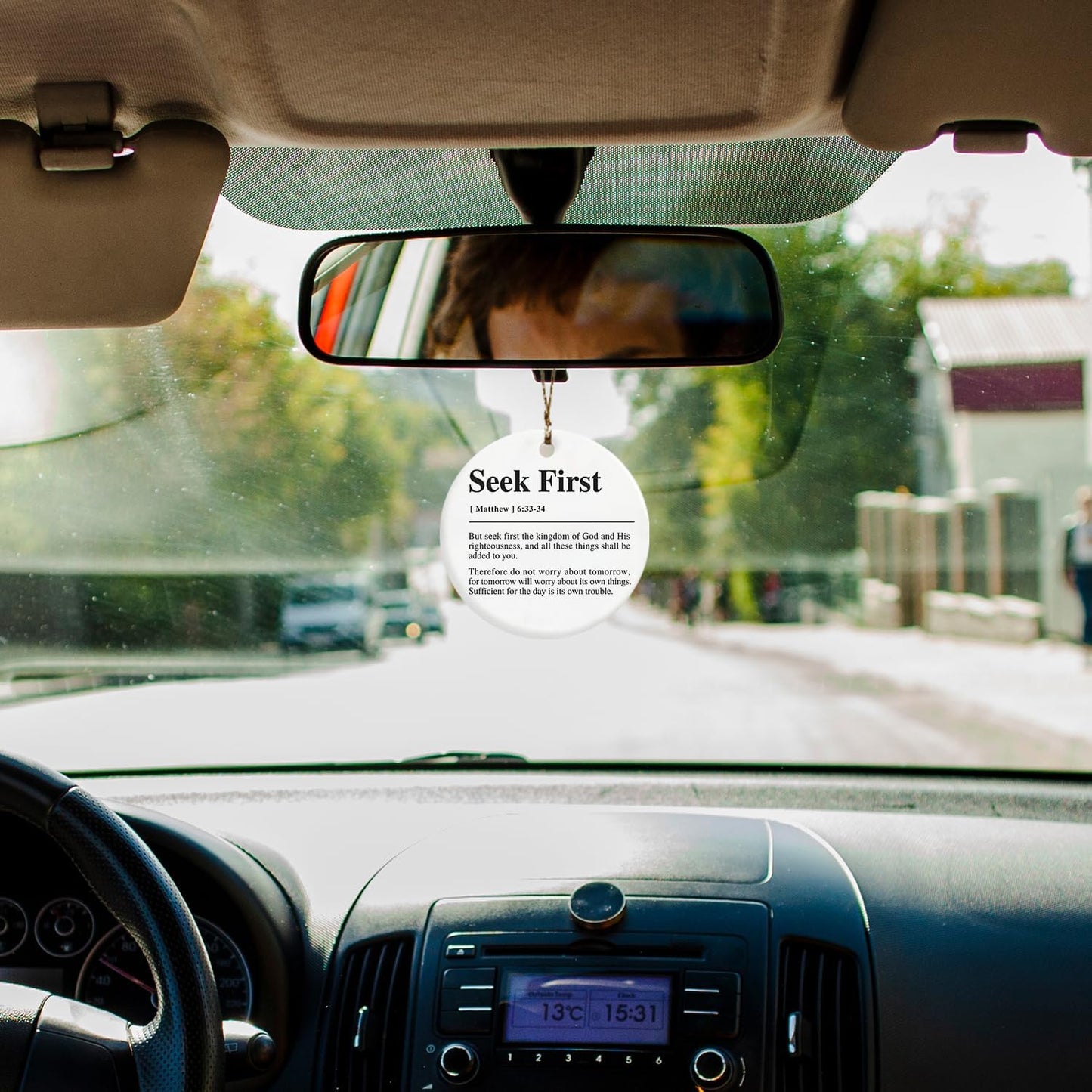 Christian Ornaments, Matthew 6:33-34 Seek First Christian Bible Verses Ceramic Ornament Keepsake Sign Plaque, Christian Religious Ornaments