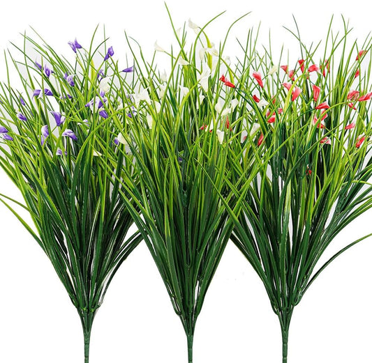 Melorca&Guilla Artificial Plants Outdoor 3PCS 23“ Fake Tall Grass,Faux Grass Plant,Artificial Grass Greenery Shrubs Bushes for Garden Porch Window Box Shop Office Home Décor