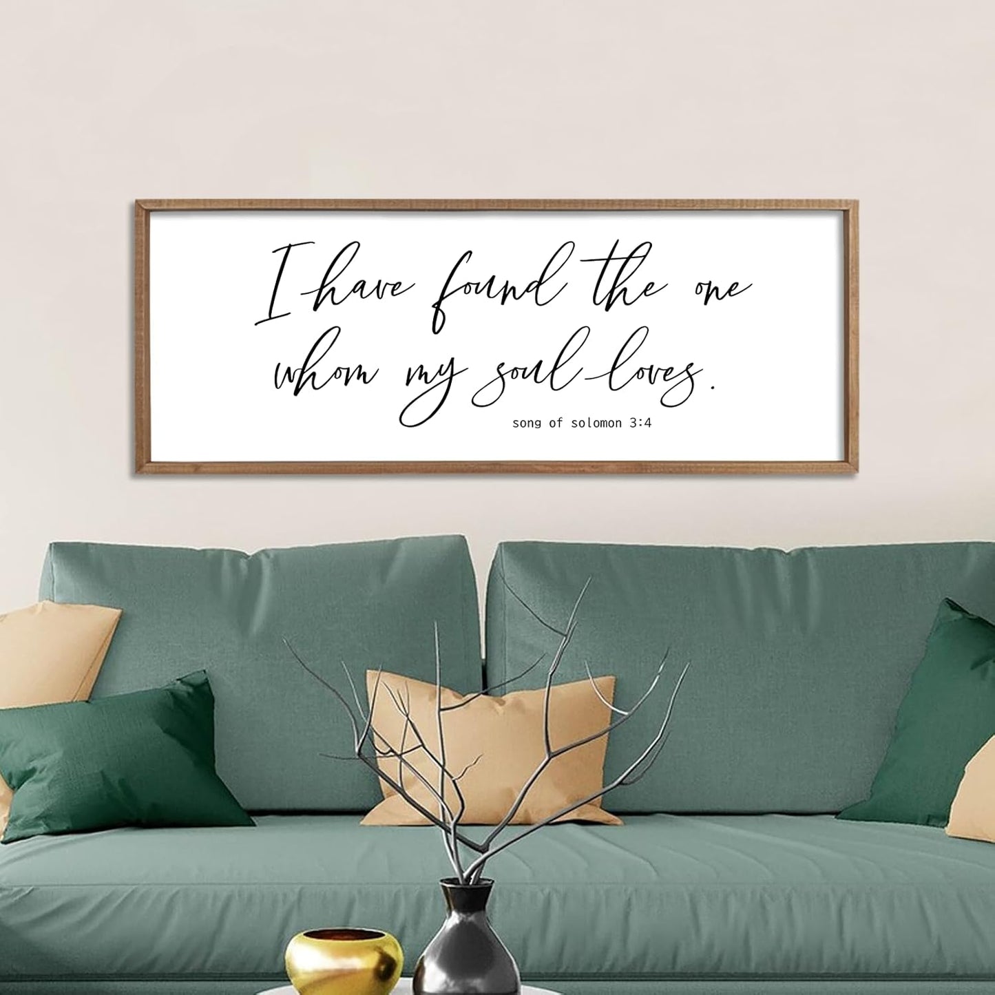 I Have Found The One Whom My Soul Loves Sign Wall Art Decor 40"x15" Modren Master Bedroom Above Bed Wood Framed Song of Solomon 3:4 Large Living Room Bible Verse Wall Hanging (Wood)
