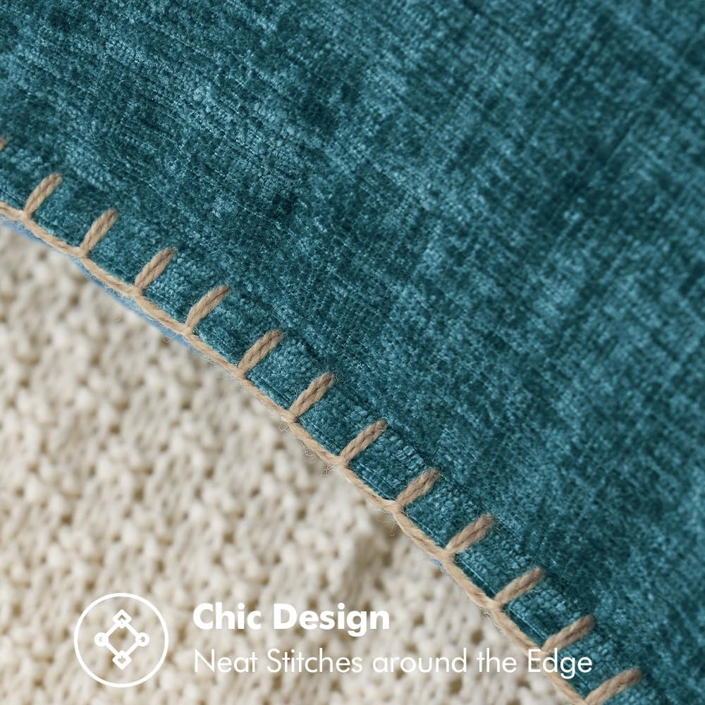 MIULEE Pack of 2 Couch Throw Pillow Covers 20x20 Inch Dark Teal Farmhouse Decorative Pillow Covers with Stitched Edge Soft Chenille Solid Dyed Spring Pillow Covers for Sofa Bed Living Room