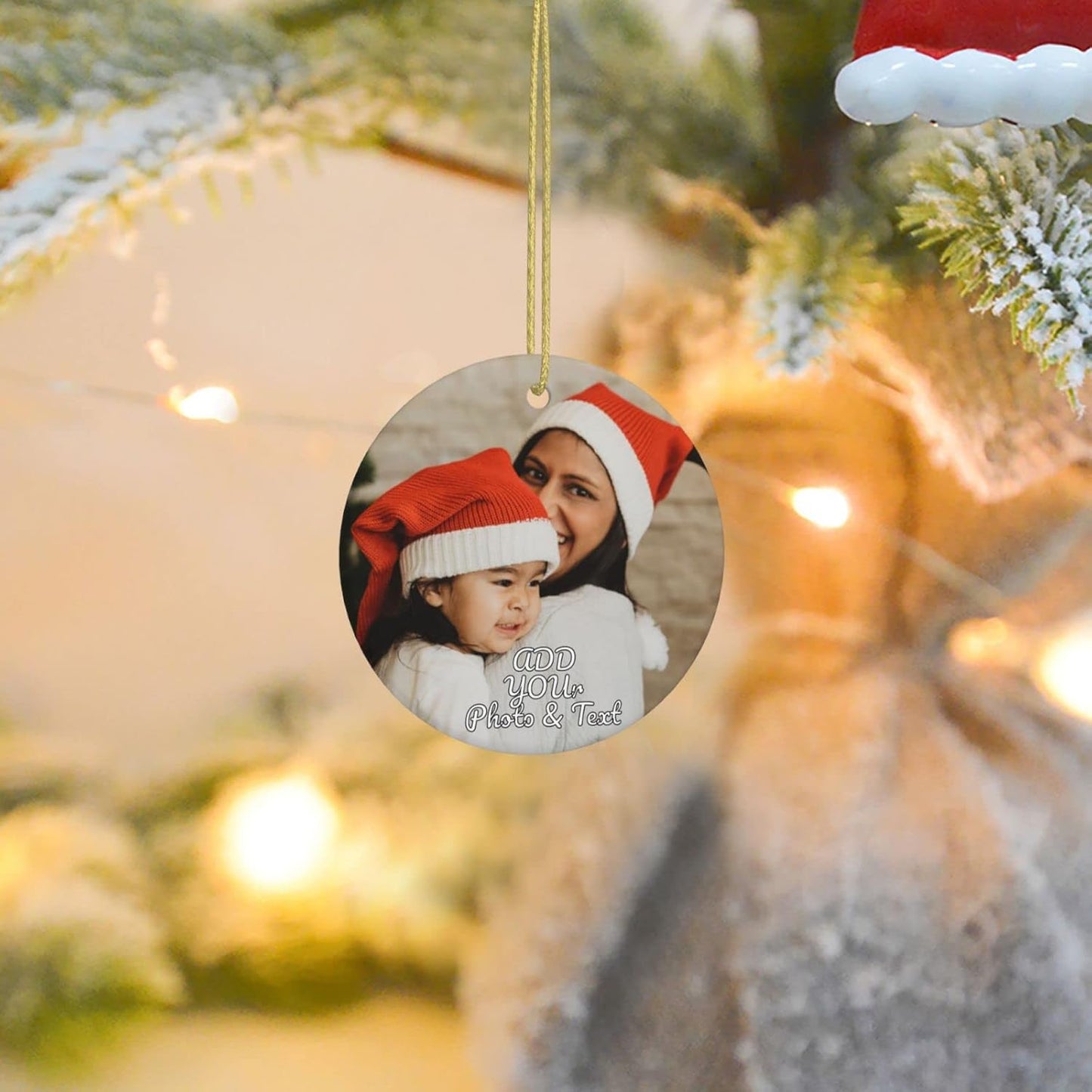 Personalized Christmas Ornaments 2022 Custom Ceramic Christmas Tree Photo Ornament Customized Add Wedding Baby Family Pet Picture Unique Xmas Gift (2pcs)
