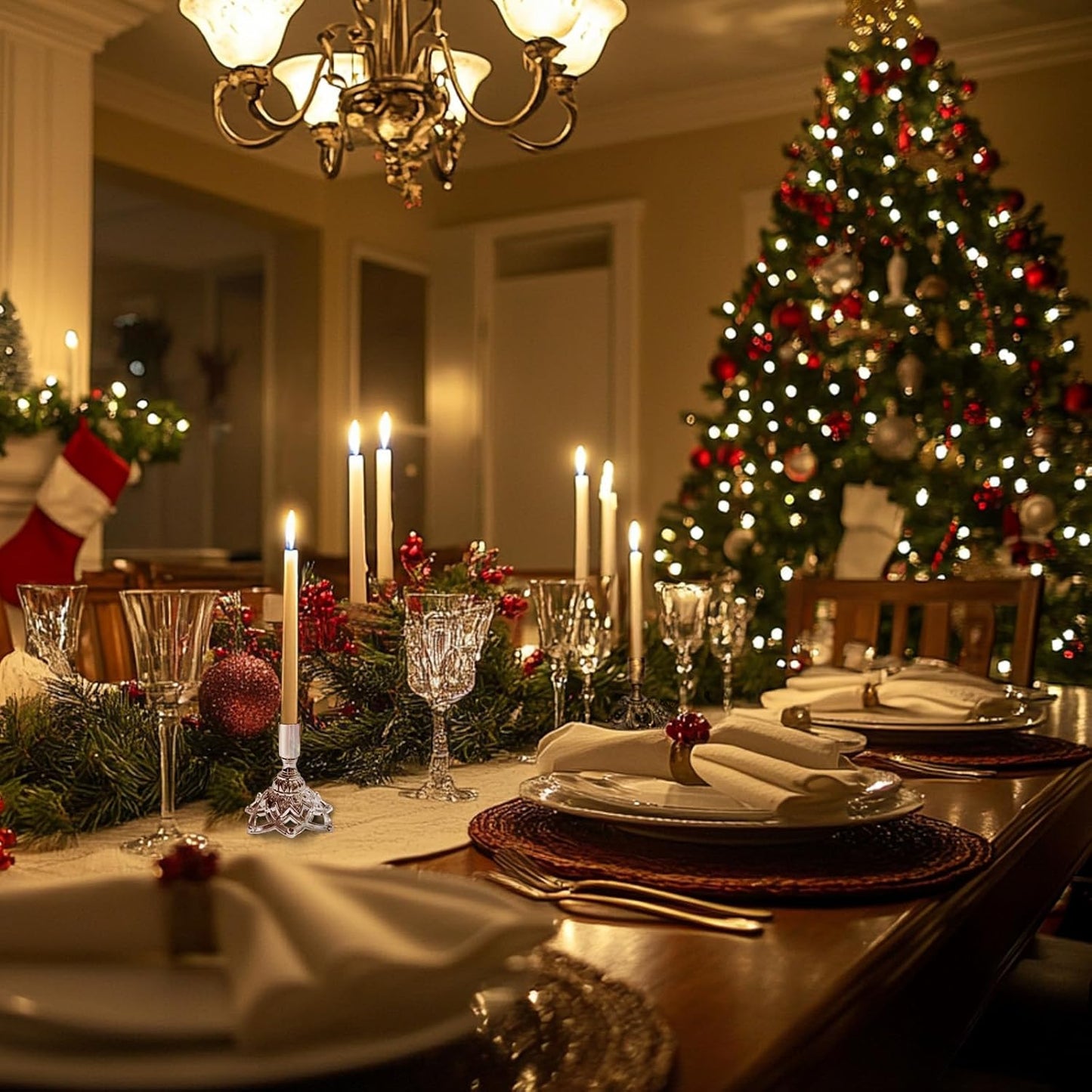 Candlestick Holders,Taper Candle Holder for Candlesticks Silver Plated Candle Metal Stick Candle Holders for Fireplace,Party, Dining,Wedding Decor,Fits 3/4 inch Thick Candle(Set of 2Pcs)