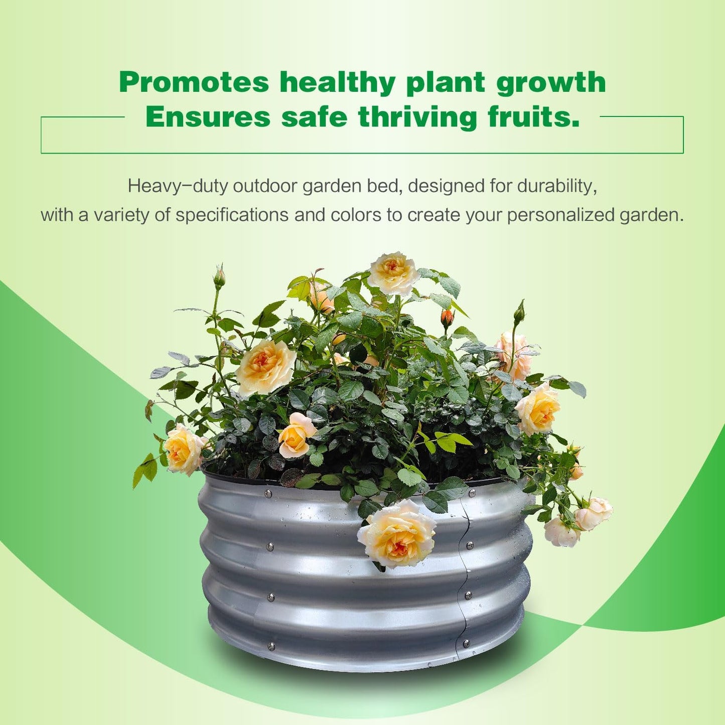 GARDMAX 2x2x1FT Galvanized Round Raised Garden Bed Kit, Metal Planter Boxes Outdoor with Easy Assembly, Large Garden Bed for Vegetables, Fruits, Flower, Herbs Silver