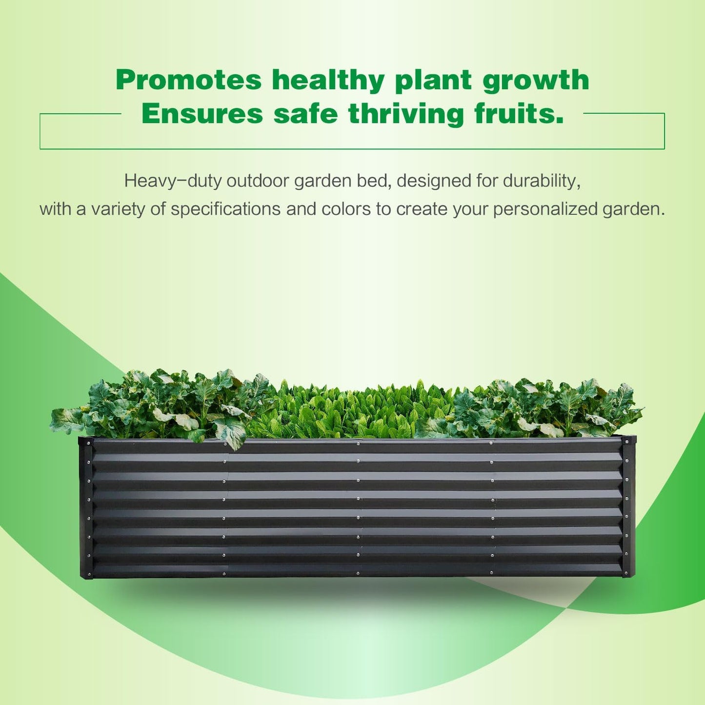 GARDMAX 8x4x2FT Galvanized Raised Garden Bed Kit, Metal Planter Boxes Outdoor with Easy Assembly, Large Garden Bed for Vegetables, Fruits, Flower, Herbs Rectangle Dark Gray