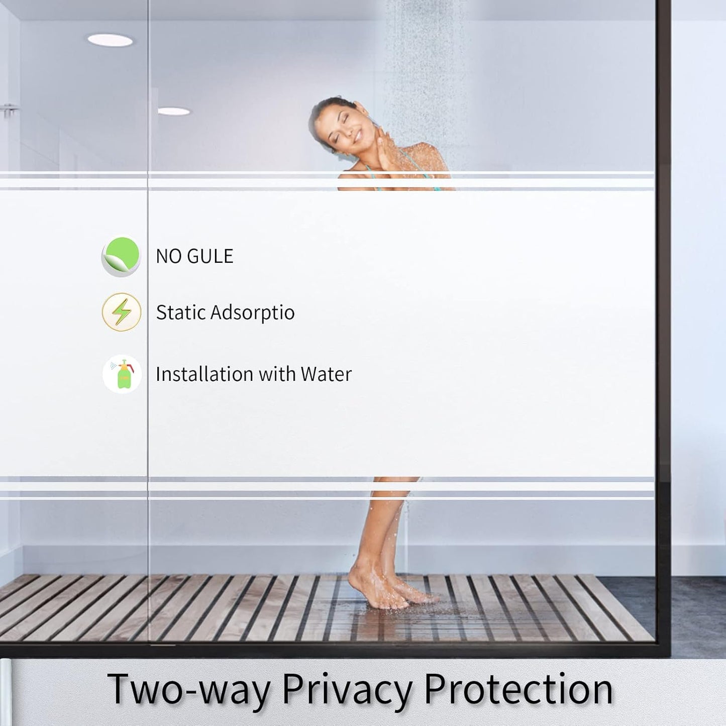 Frosted Glass Window Film with Tools,Reusable Window Privacy Film,Static Clings Window Film Kit for Home Bathroom and Office. (White, 45.2Inch×196.9Inch)