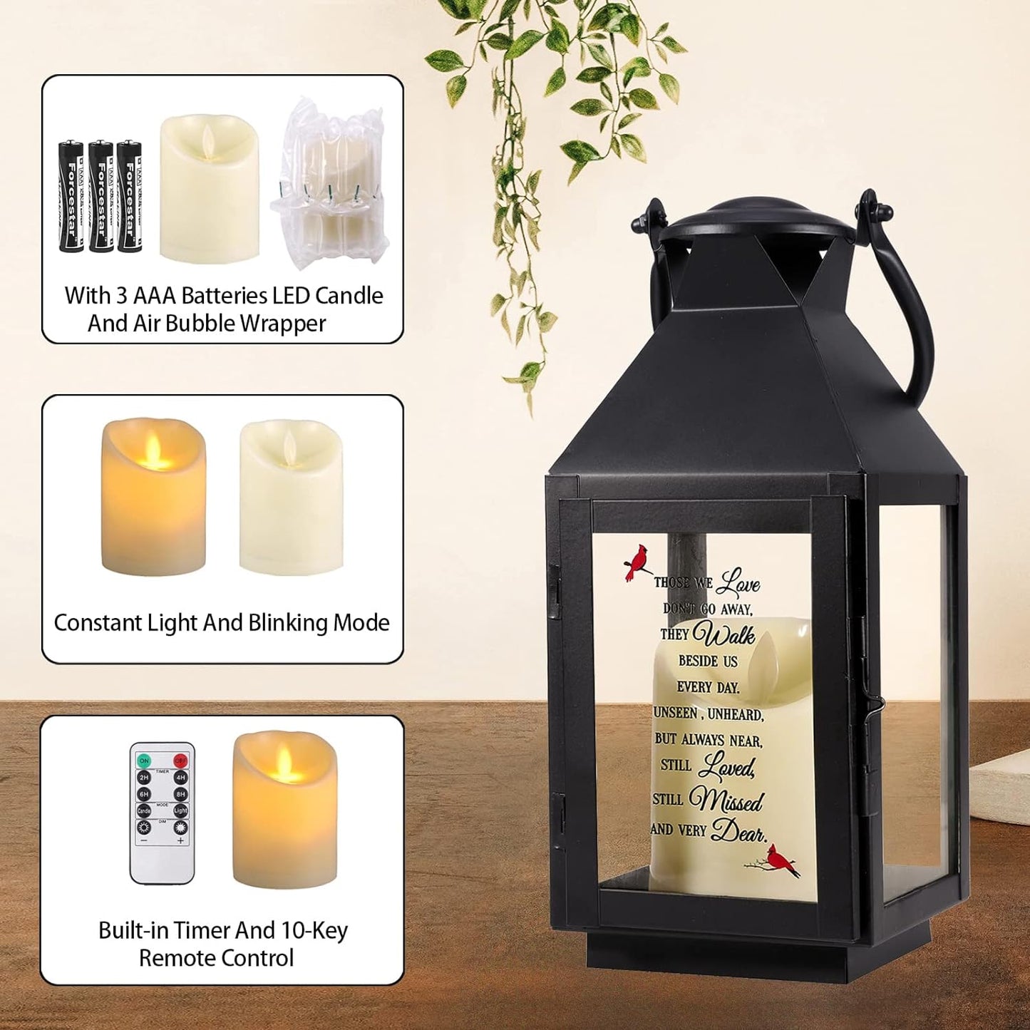 Memorial Lantern, Sympathy Gifts for Loss of Mom/Dad/Loved One, Bereavement Gifts, in Memory of Loved One Gifts, Remembrance Gifts for Loss, Celebration of Life, Memorial Gifts, Funeral Gifts