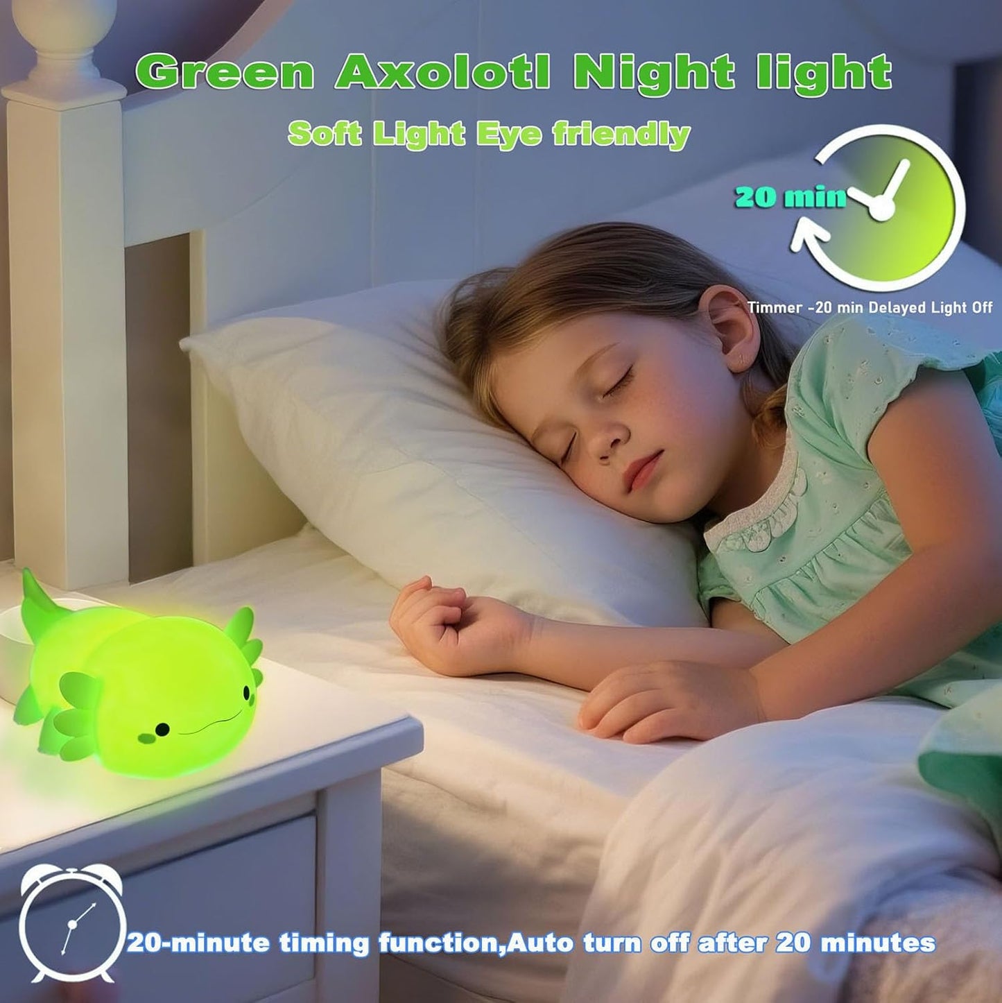 HAPPYBAG Axolotl Night Light,Cute Axolotl lamp Gifts for Kids,Dimmable Silicone Animal Nursery Night Light,Kawaii Rechargeable Bedside Touch Lamp,Baby Room Decor Axolotl Light