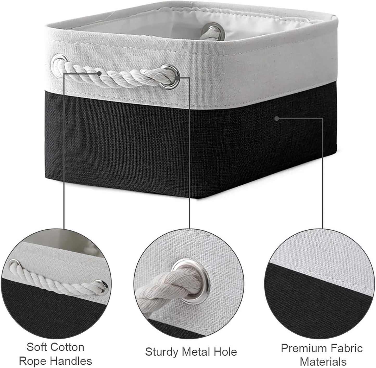 TheWarmHome Storage Bins for Shelves - 6 Pack 11.8x7.8x5.2 inch Collapsible Storage Cubes, Basket for Gifts Empty Closet Organizing Dog Toy Box (White & Black)