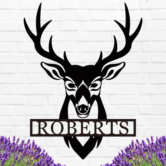 Personalized Deer Head Metal Sign | Christmas Deer | Custom Metal Deer Sign | Deer Antlers Sign | Outdoor Wall Decor | Last Name Sign | Deer Monogram | Wall Decor Rustic Home | Housewarming Gifts