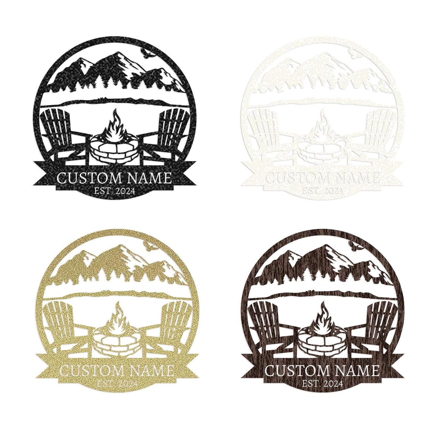 Personalized Camping Signs | Custom Metal Sign | Custom Mountain Campfire Sign | Custom Signs Outdoor Metal | Family Name Sign | Personalized Campfire Name Sign | Metal Wall Art | Camping Signs