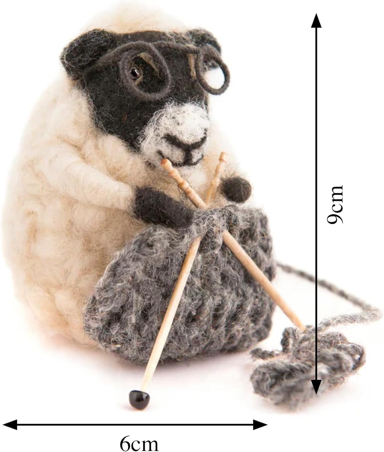 | Hand-Felted Knitting Nora Sheep | Organic Wool Home Decor | Fair Trade Plush Animal Ornament | Gift for Any Occasion | Perfect for New Spaces & Home Accessories