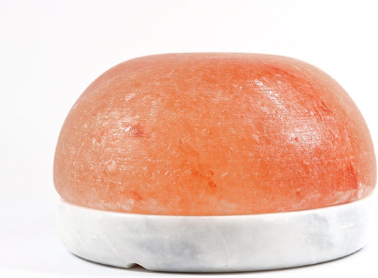 Himalayan Secrets® Salt Dome Lamp | for Warming Up Hands and Feet (9" Gray Marble Base)