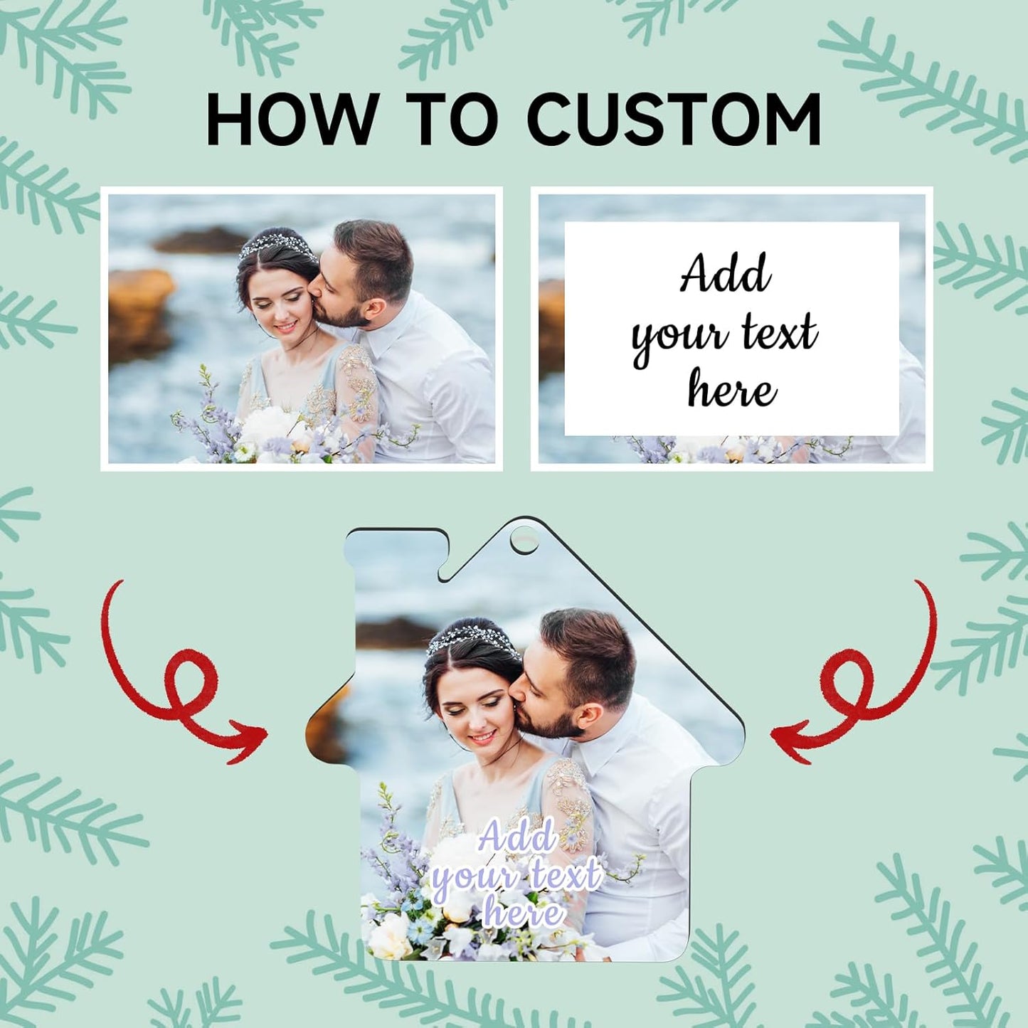 Personalized Christmas Ornaments 2025 Wood Custom Picture Text Hanging Ornament Customized Christmas Tree Decorations Keepsake Gift for Family Couples Xmas Tree Home Decor