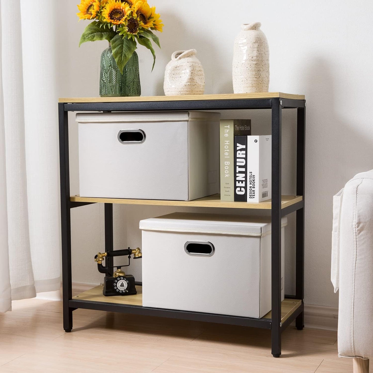 PRANDOM Large Collapsible Storage Box with Lid [1-Pack] Leather Fabric Foldable Storage Bin Organizer Container Basket Cube with Cover for Home Bedroom Closet Office Nursery White (17.7x11.8x11.8)