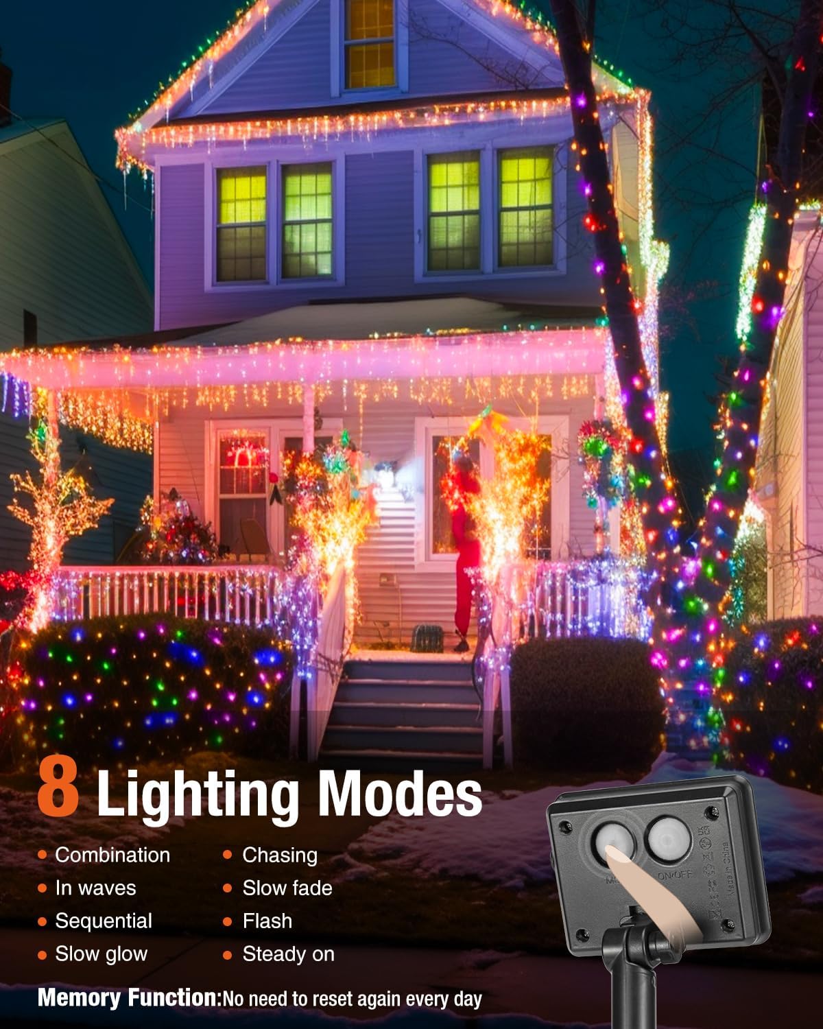 6 Pack Solar Fairy Lights for Outside Waterproof, 49FT/15M 150LED Solar String Lights Outdoor 8 Modes Solar Twinkle Lights for Garden Yard Christmas Tree Wedding Party Decor, Multicolor