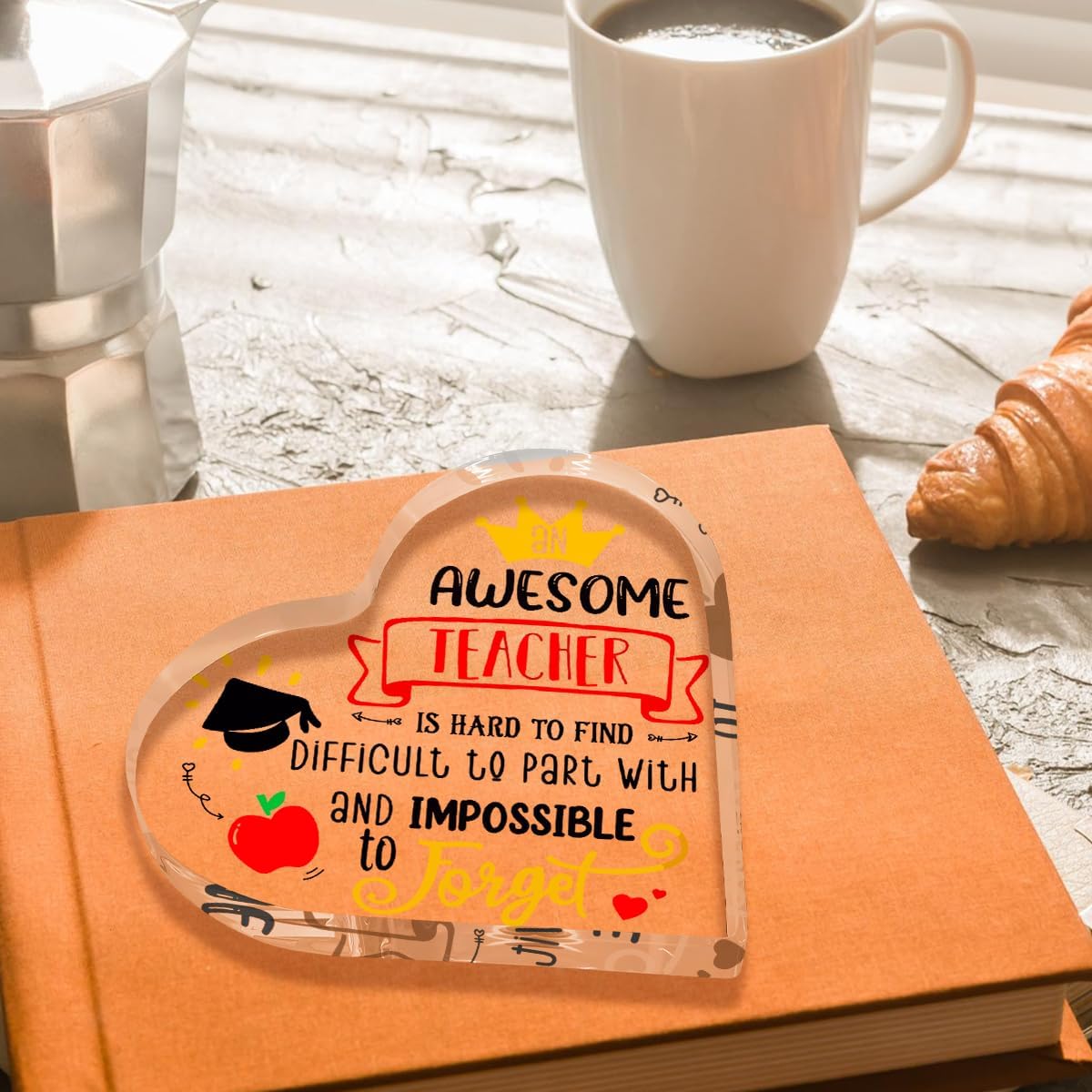 Teachers Day Graduation Season Opening Season Gifts Teacher Gifts Teacher Appreciation Gifts Best Teacher Gifts for Women Acrylic Heart for Her Coworker Friend Principal Educator Birthday Christmas