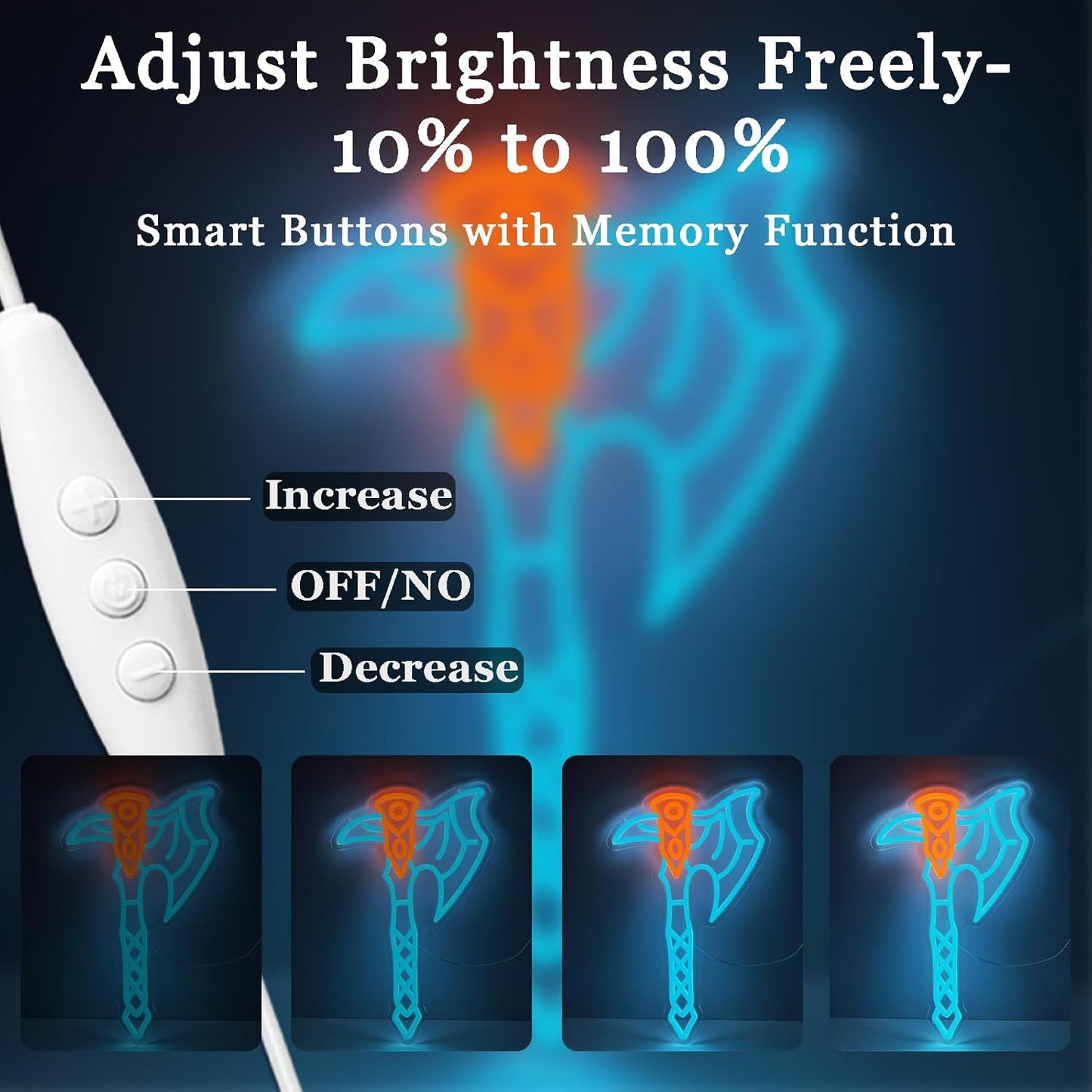 Axe Neon Sign for Wall Decor – USB Powered LED Axe Light with Dimmer, Viking Wall Art Accent for Man Cave, Gaming Room Decor, Gift for Men