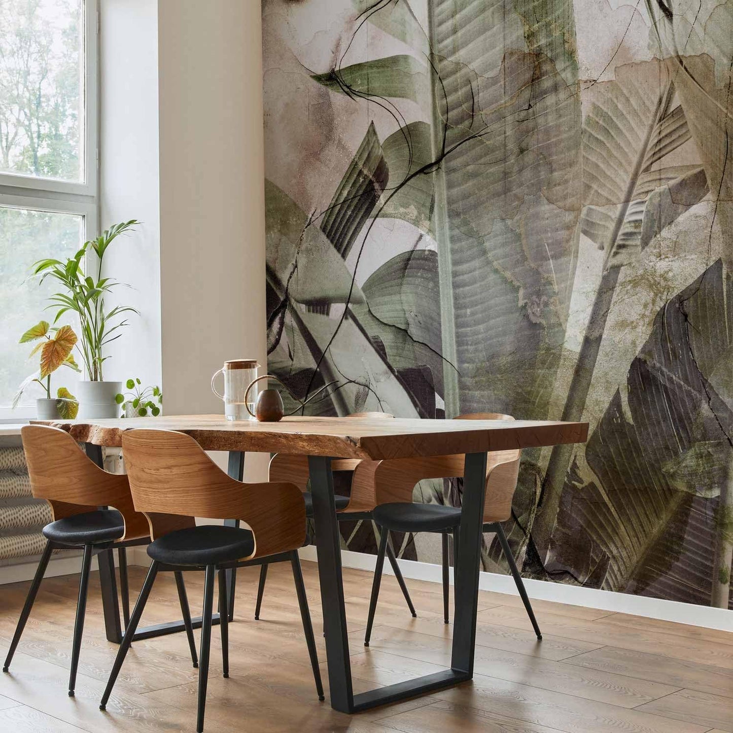 artgeist Wall Mural Tropical Leaves 193x138 in - XXL Peel and Stick Self-Adhesive Wallpaper Removable Large Sticker Foil Wall Decor Print Picture Image Design Jungle Nature Like Painted b-C-0776-a-a